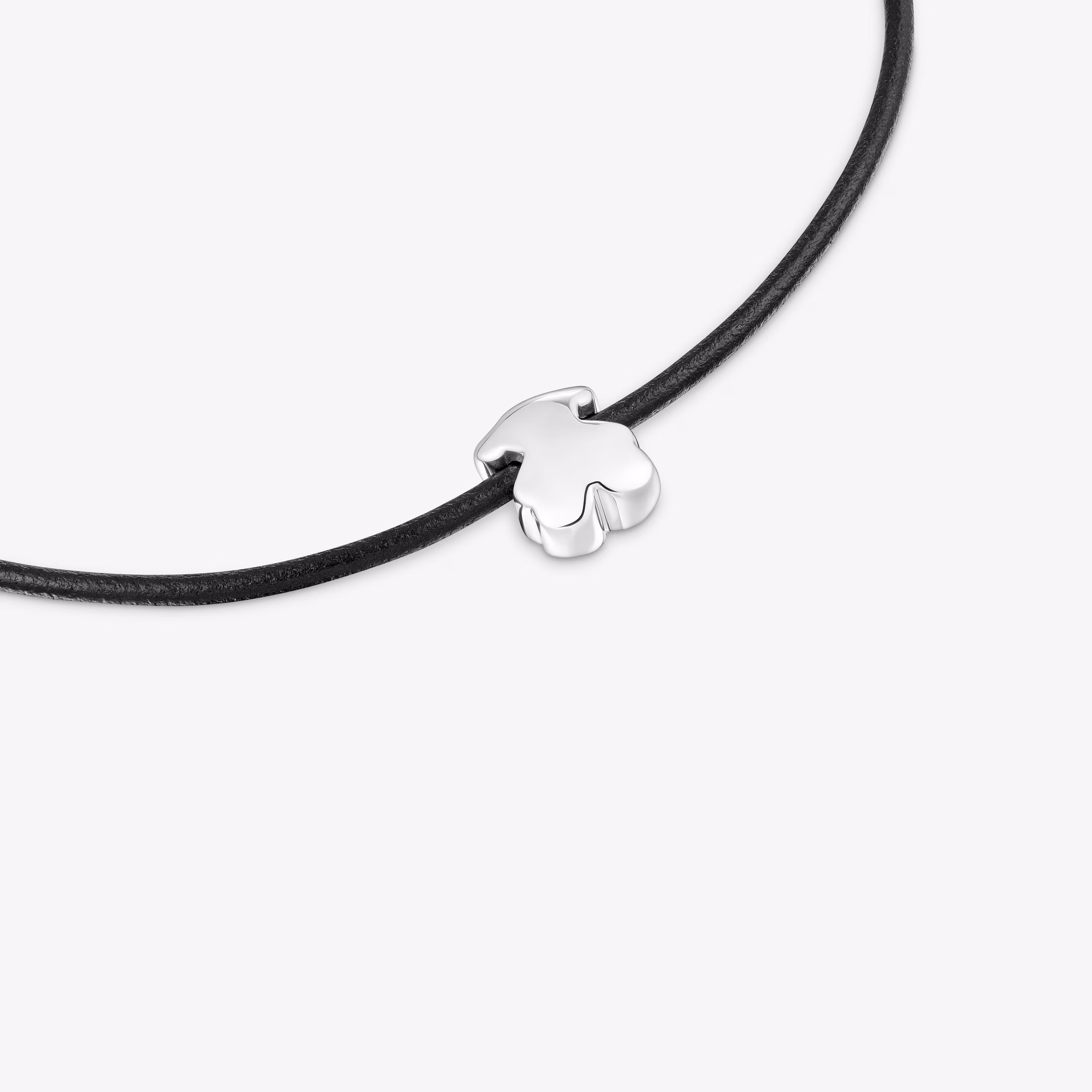 Collar oso de plata y caucho 18 mm Bold Motif