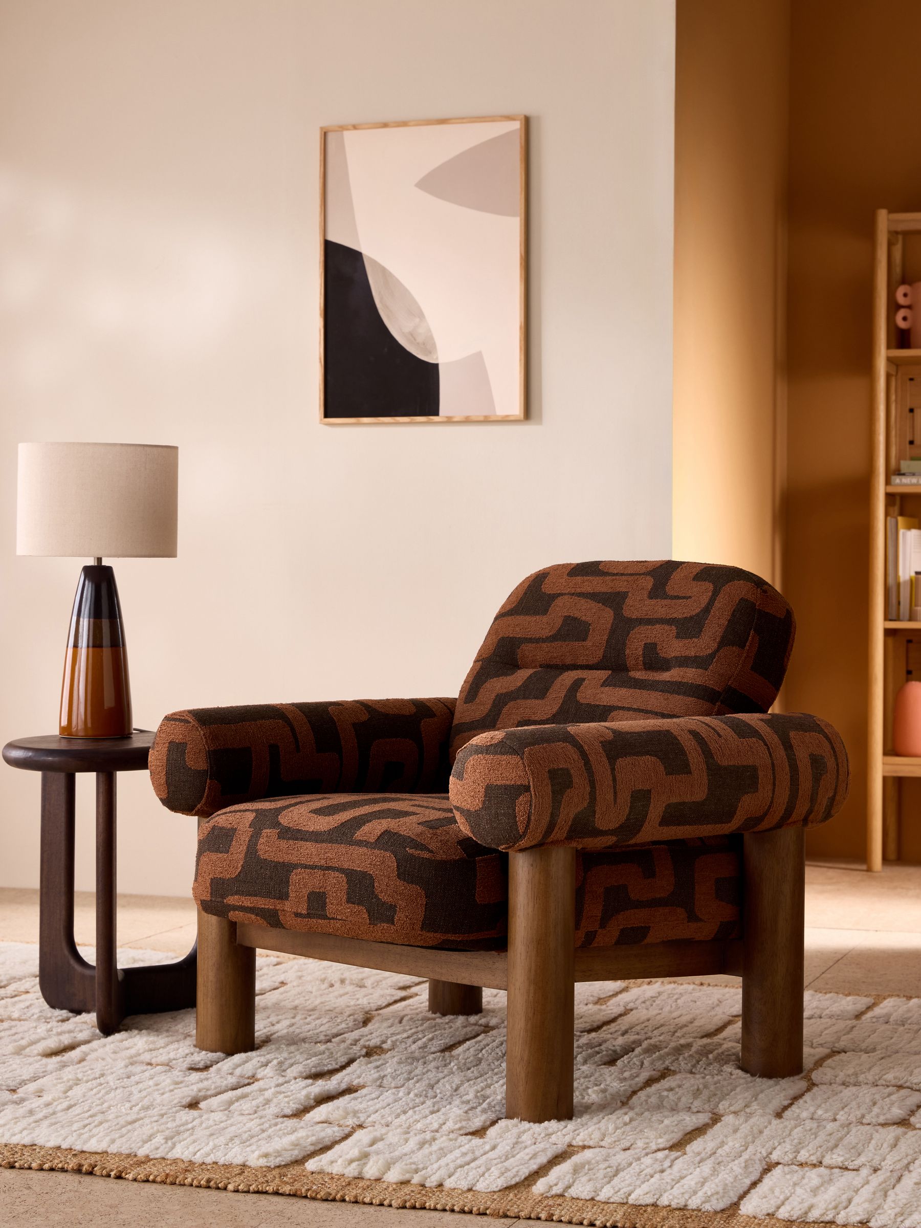 Maxton Chair in Clyde Abstract Weave Chocolate Brown