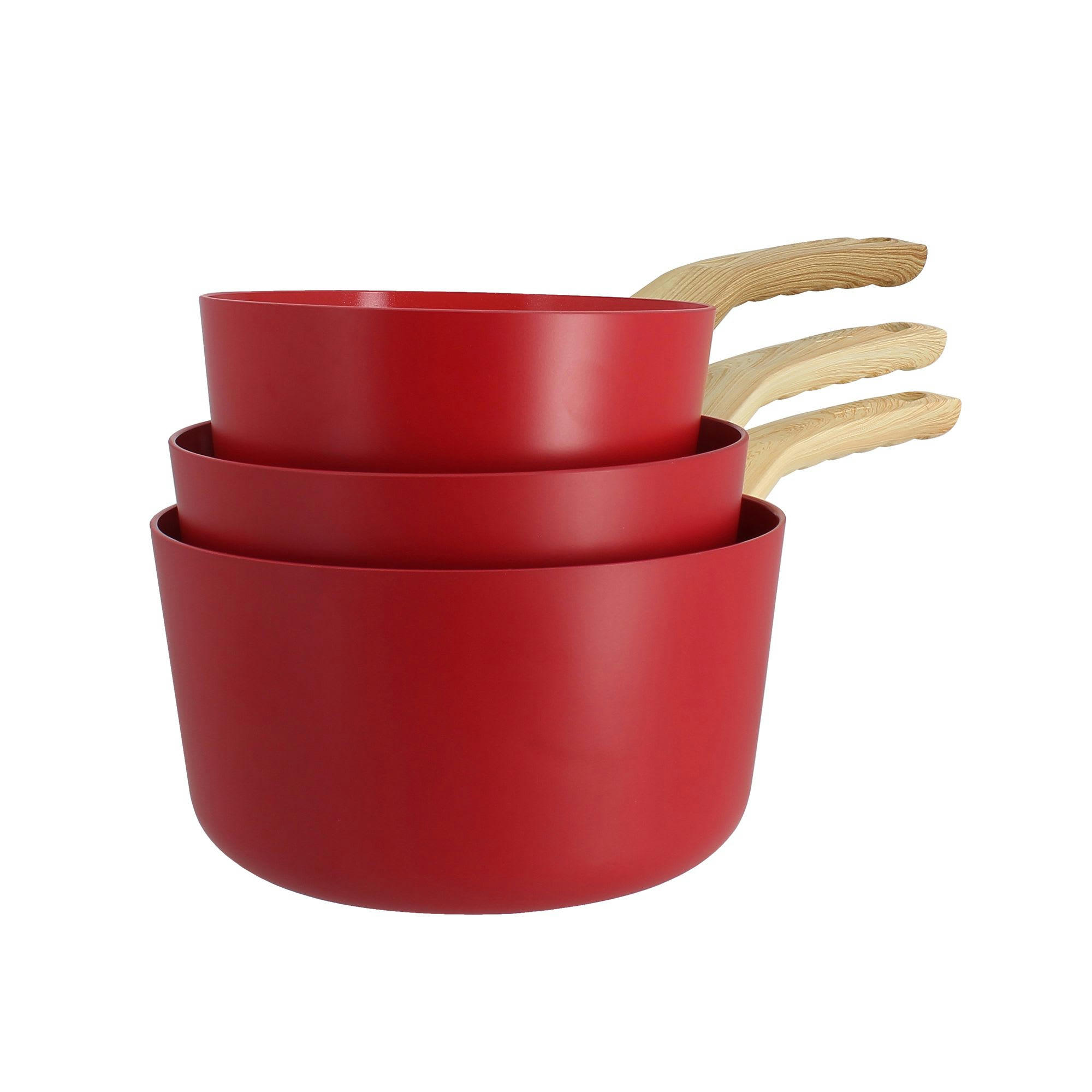 MAGENTA - Set de 3 casseroles en aluminium rouge -  compatible induction
