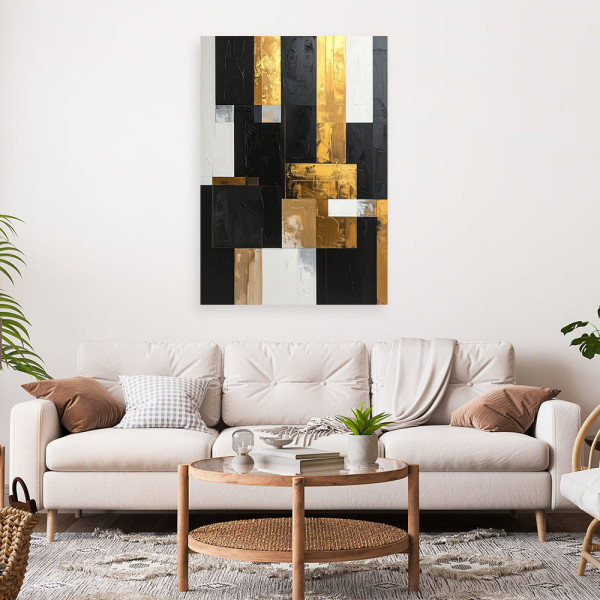 Obraz do salonu sypialni biura, Abstrakcja złote akcenty 20x30