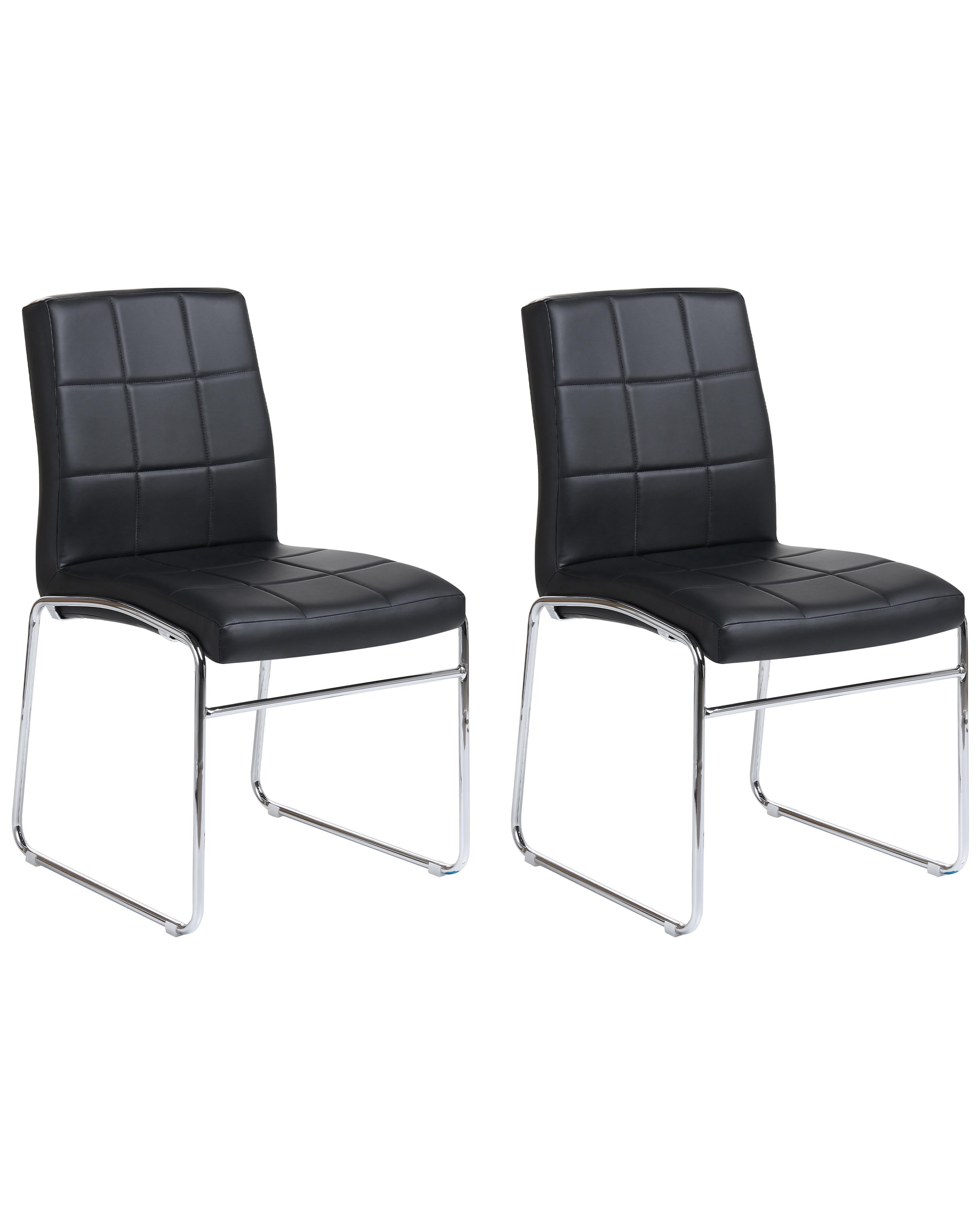 Set of 2 Dining Chairs KIRON Faux Leather Black