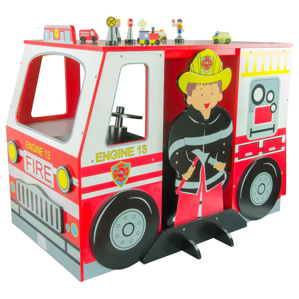 Teamson Kids Fire Engine Desk and Chair Set