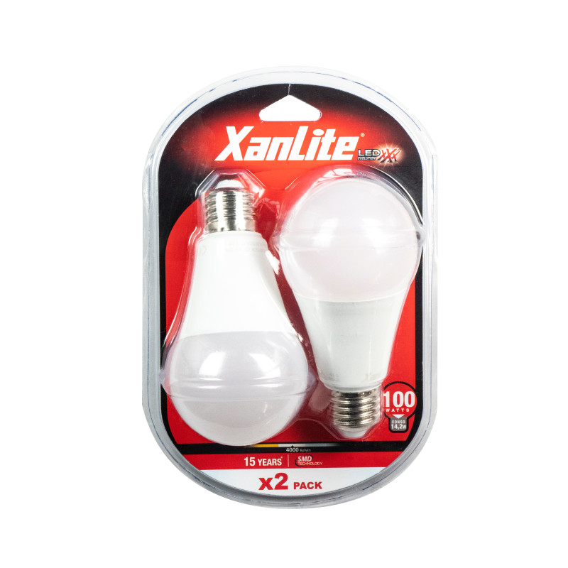 Ampoule LED classique E27 14,2 W 1521 lm blanc neutre 2 pièces XANLITE