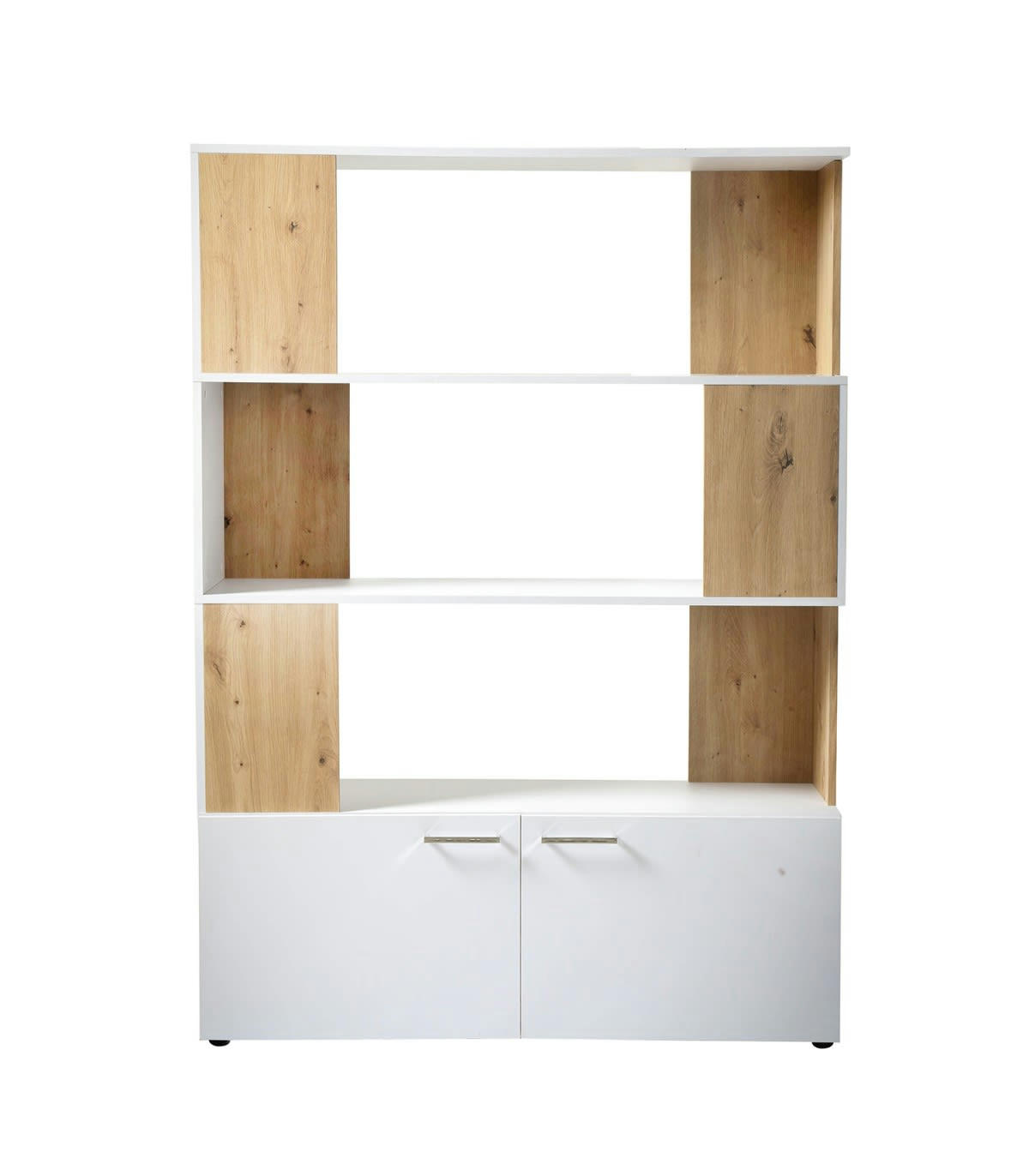 VAREL 1 - Bibliothèque 3 étagères 2 portes - H163cm