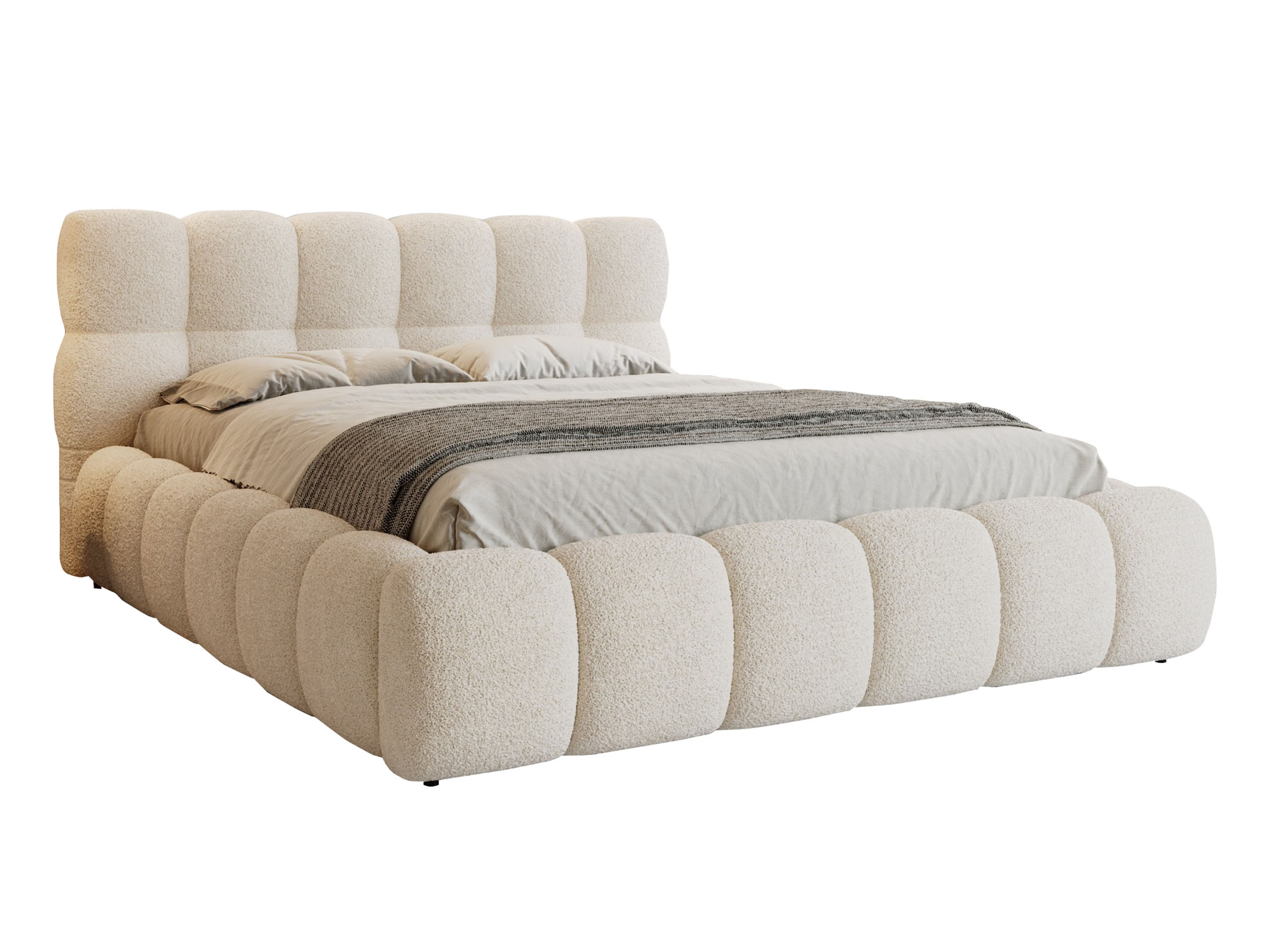 Łóżko 140x200 Coco bouclé tapicerowane z pojemnikiem, Quelle 02