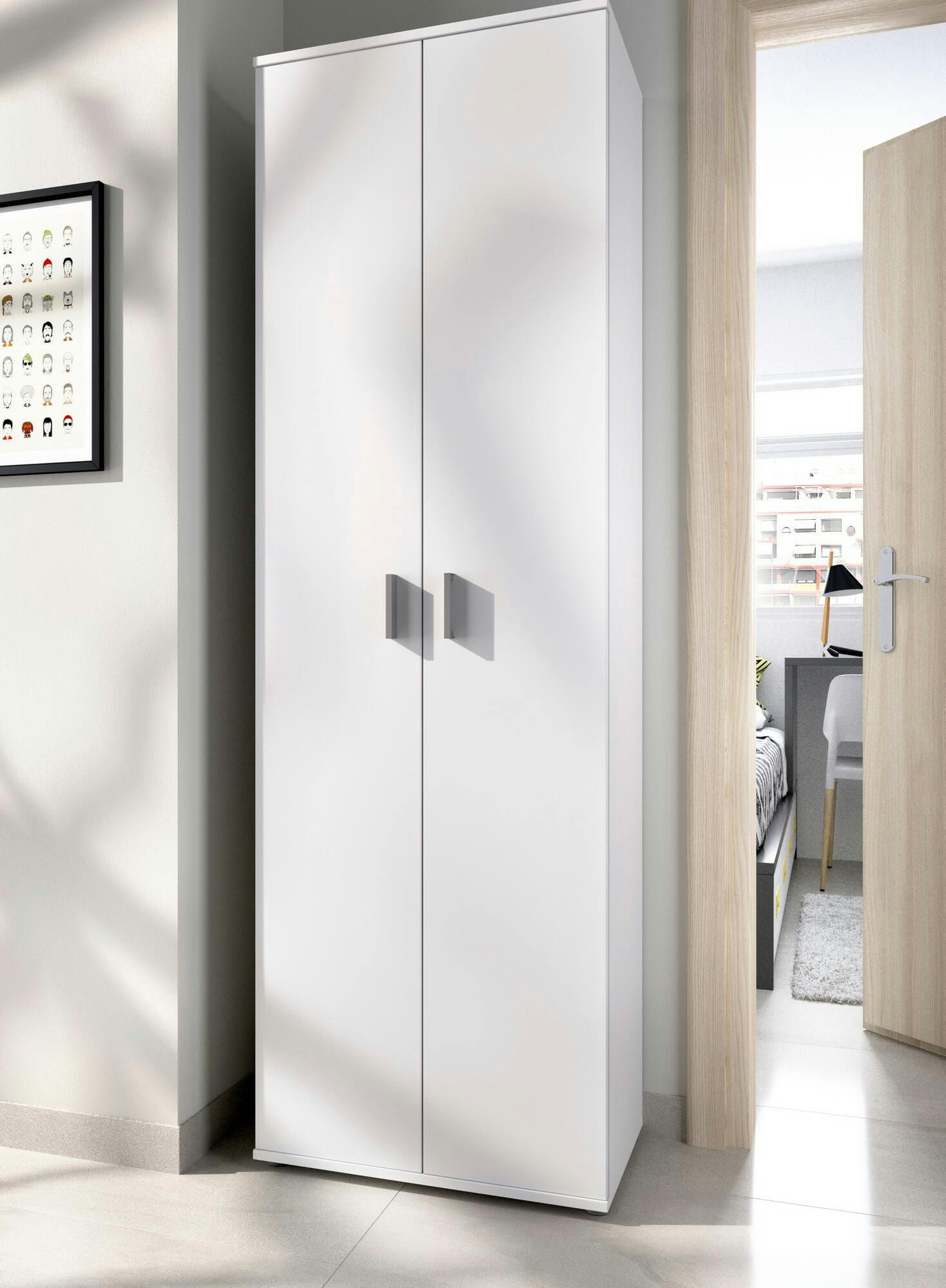 DMIANI - Armoire polyvalente effet bois blanc