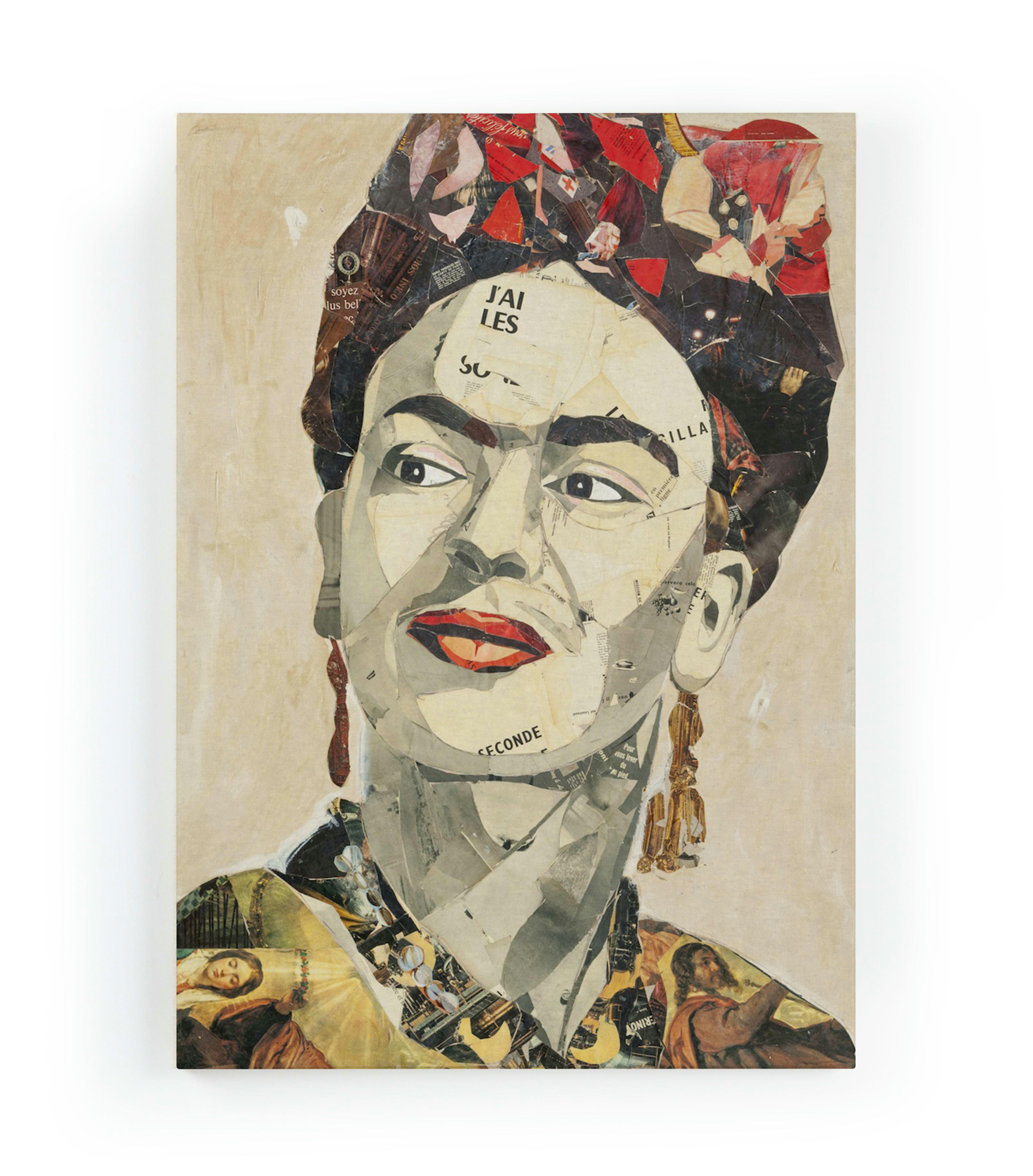 FRIDA PORTRAIT COLLAGE - Peinture sur toile 60x40 imprimé HD collage de portraits de Frida