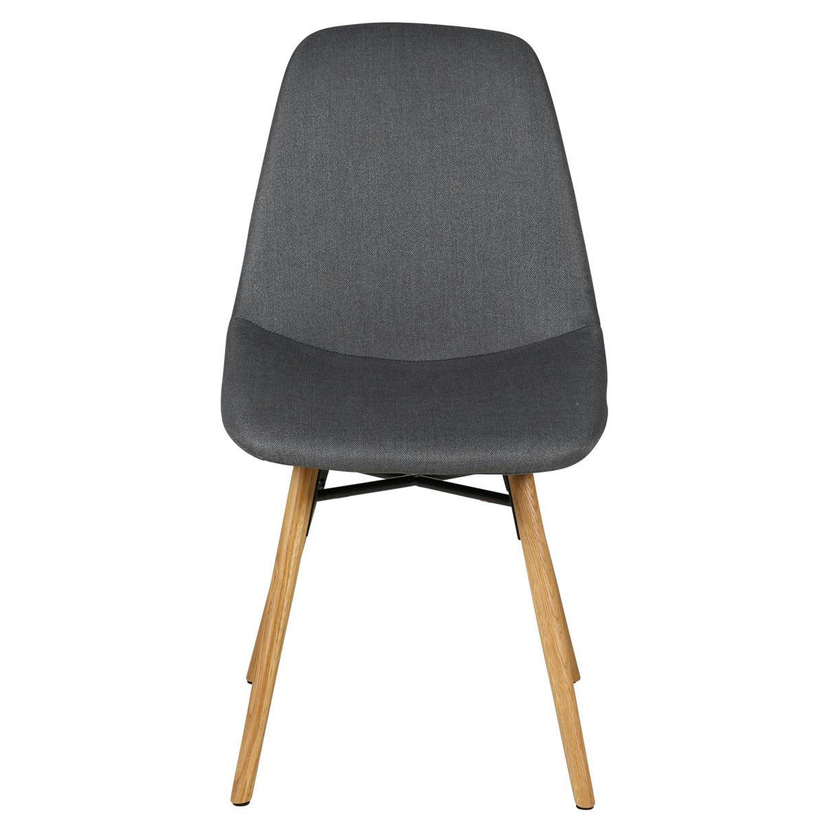 MAY - Chaise de repas en tissu gris foncé et pieds chêne