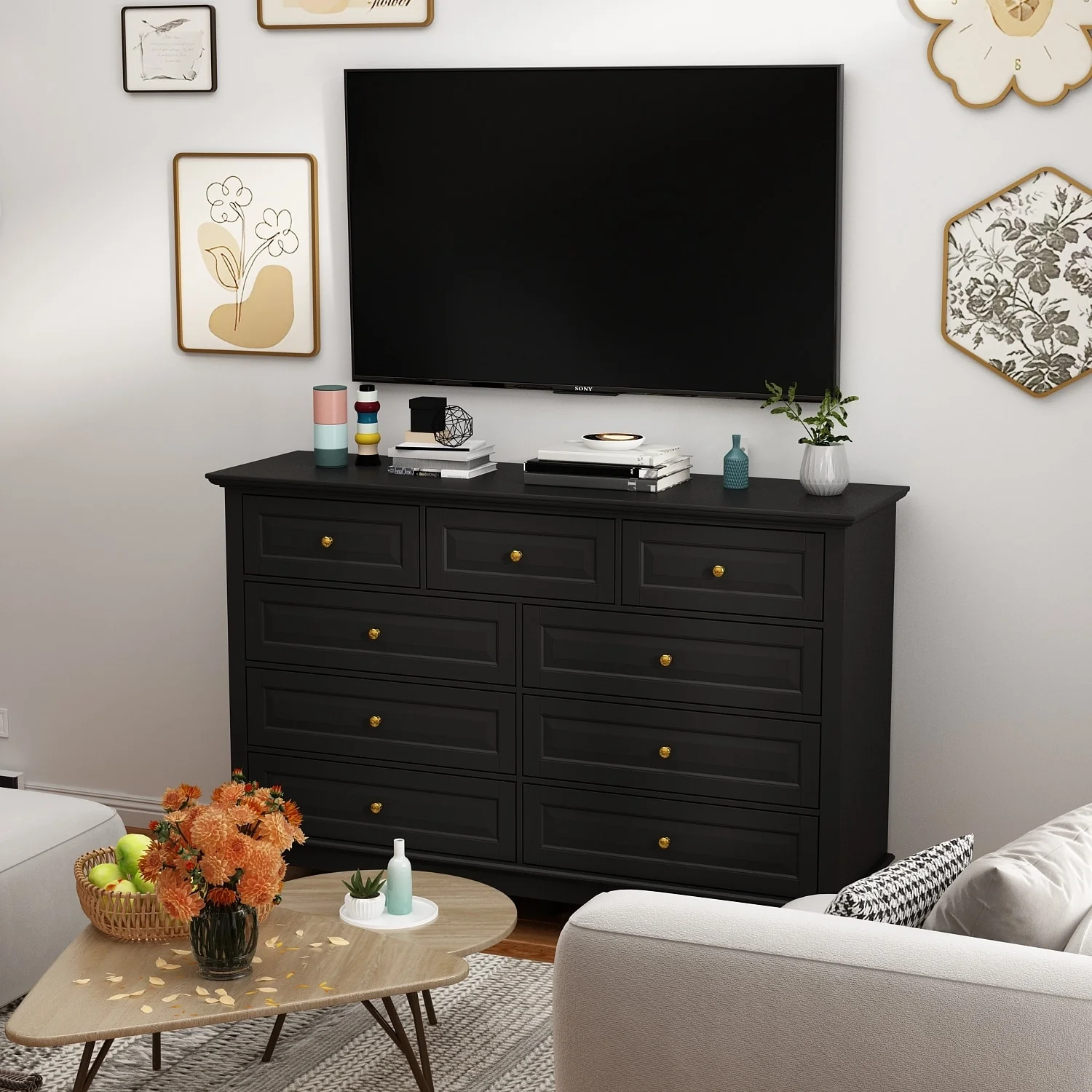 Versatile 55.1 Dresser: Chic Storage for Any Room TV Stand Side Table