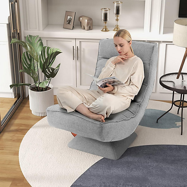 Canapé Relaxation Pivotante Pliable Dossier Réglable 5 Positions et Coussin Canapé Méditation Charge 110KG Gris