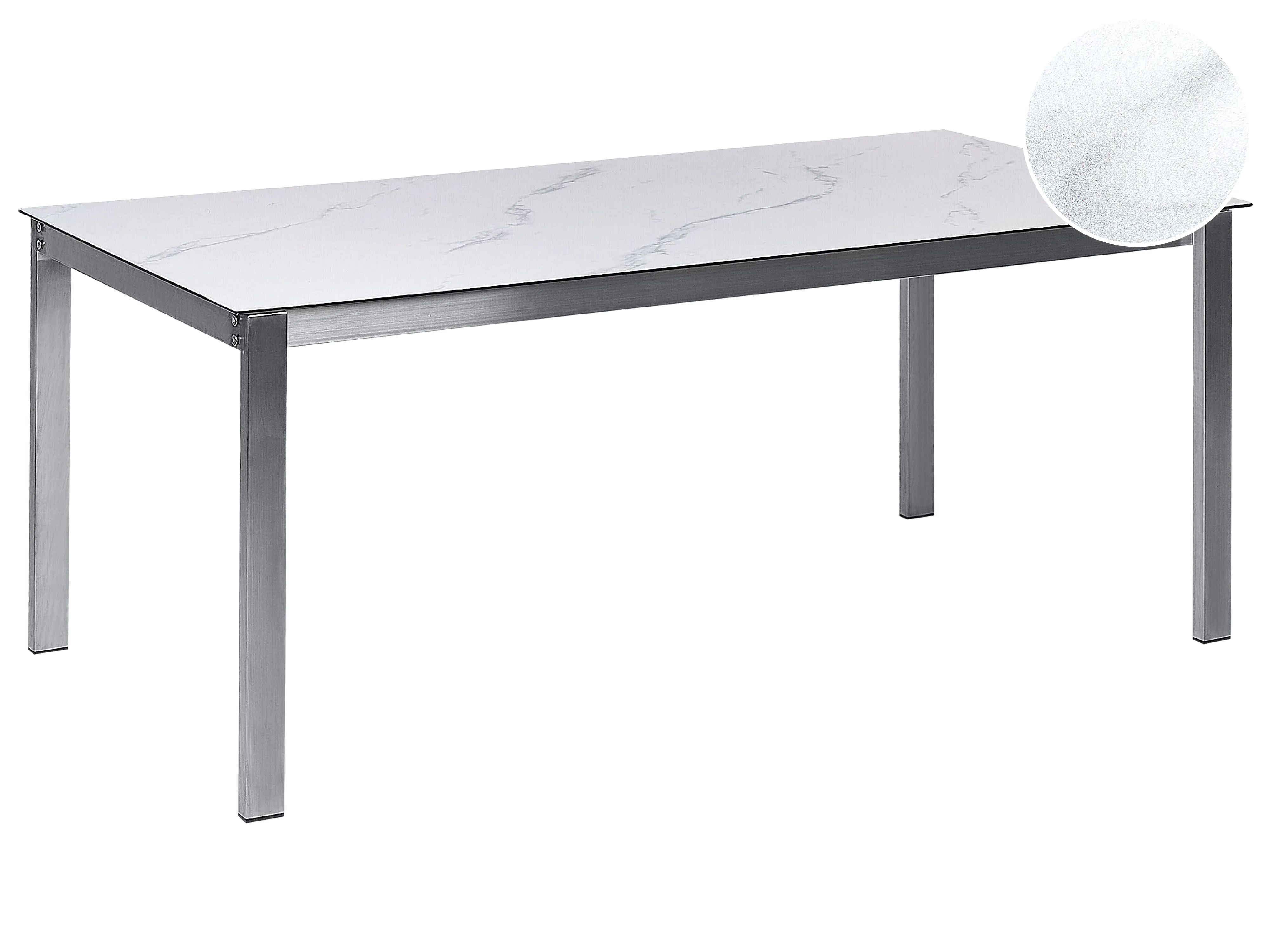 Garden Dining Table COSOLETO 180 cm 90 cm Marble Effect Glass White