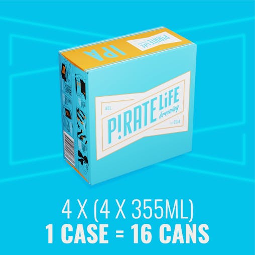 Pirate Life India Pale Ale, Premium Australian IPA, Hoppy & Aromatic Pale Ale Beer, 6.8% ABV, 355mL (Case of 16 Cans)
