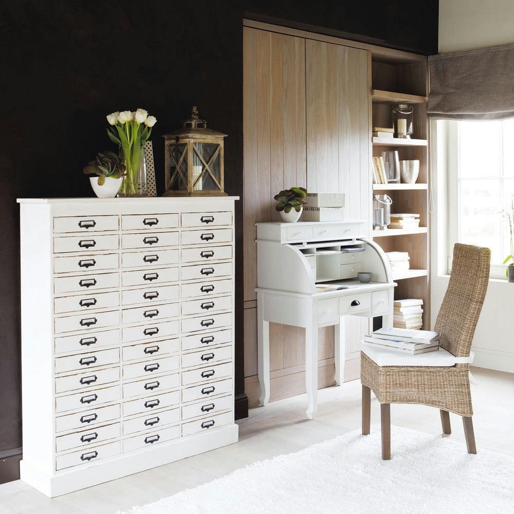 Hampton - Chaise en rotin et mahogany massif