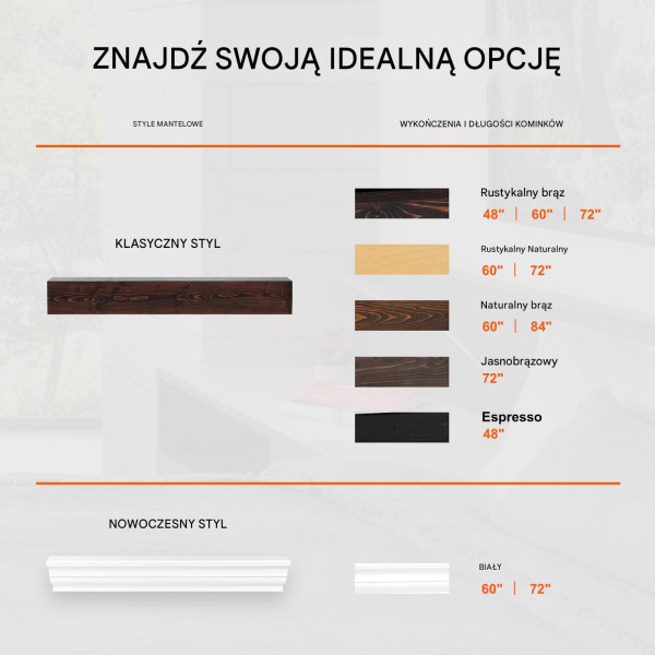 Półka kominkowa samowisząca 152 cm drewniana - rustykalna brązowa