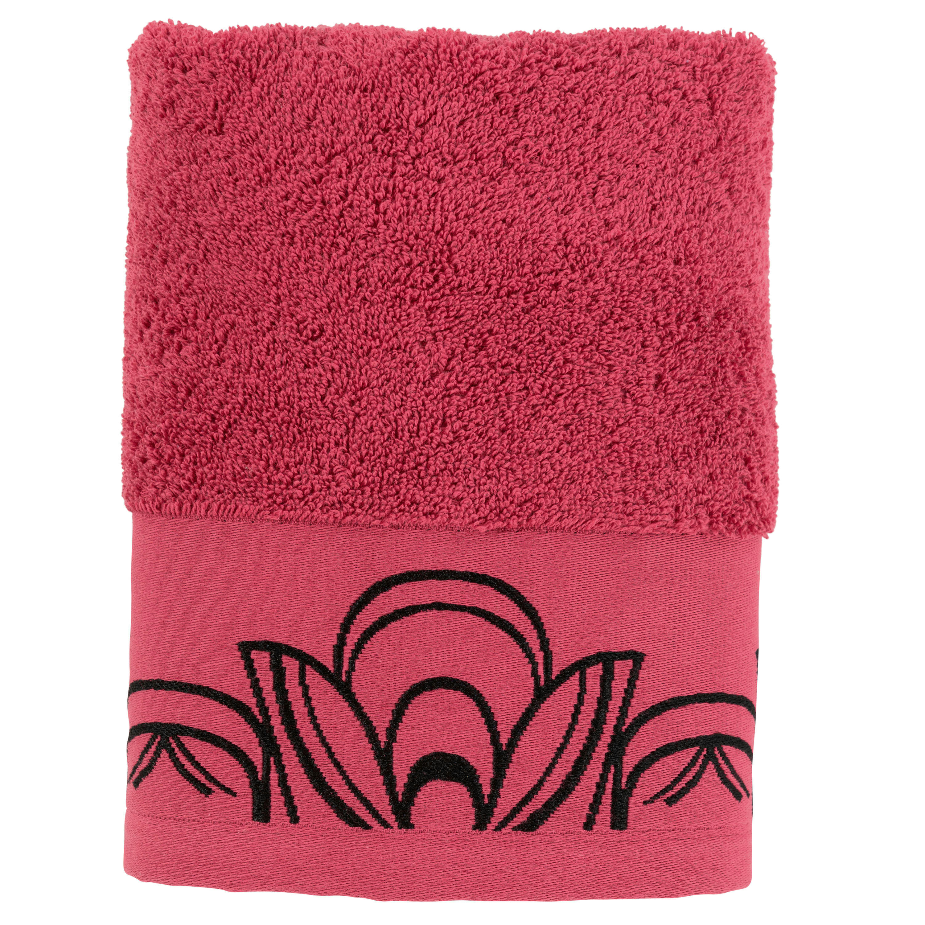 AZULEJOS - Serviette de toilette coton jacquard bouclette rouge 50 x 90 cm