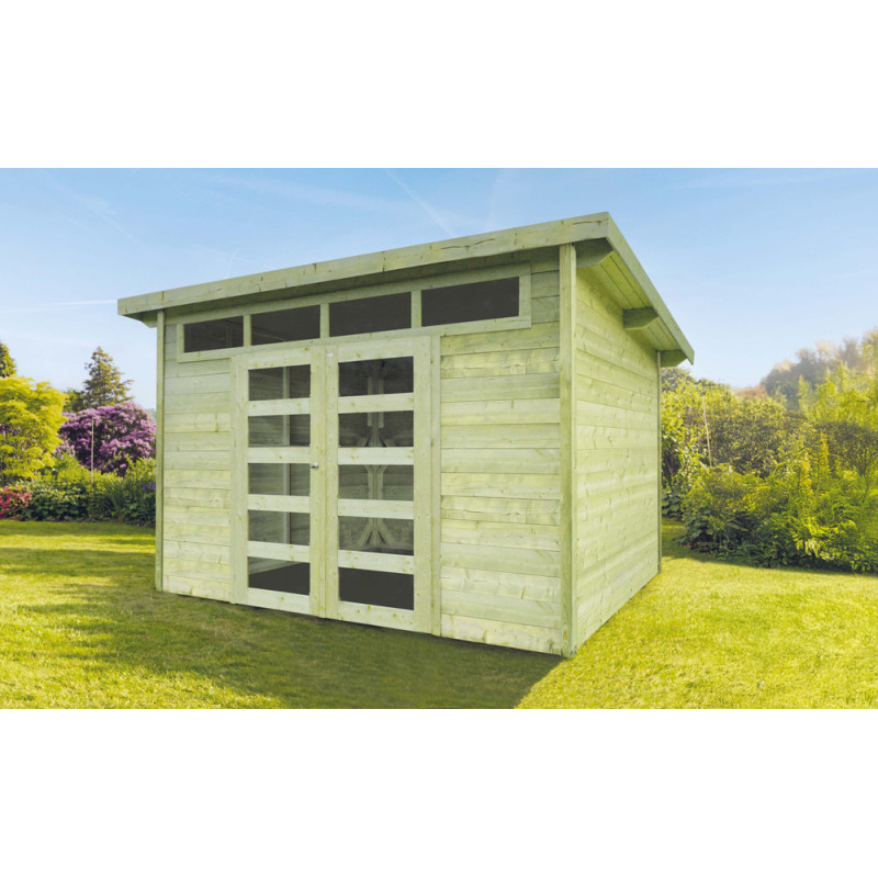 Abri de jardin en bois moderne Venezia traité 28 mm 3,33 x 2,73 m SOLID