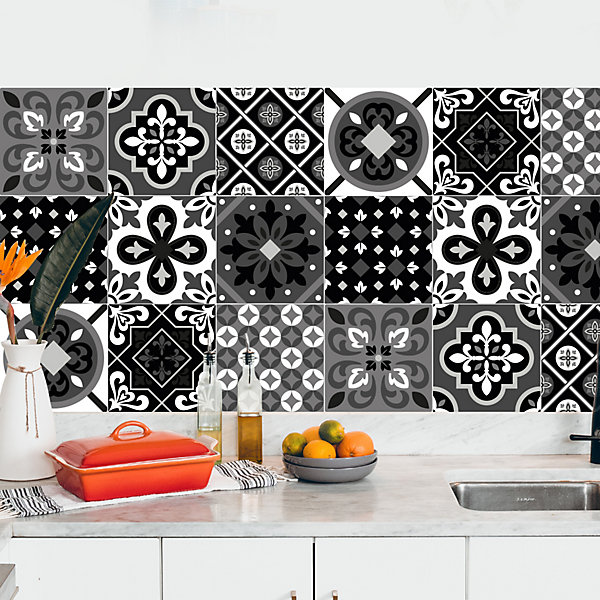 Crédence adhésive carreaux de cimentnoir et blanc 40X100cm