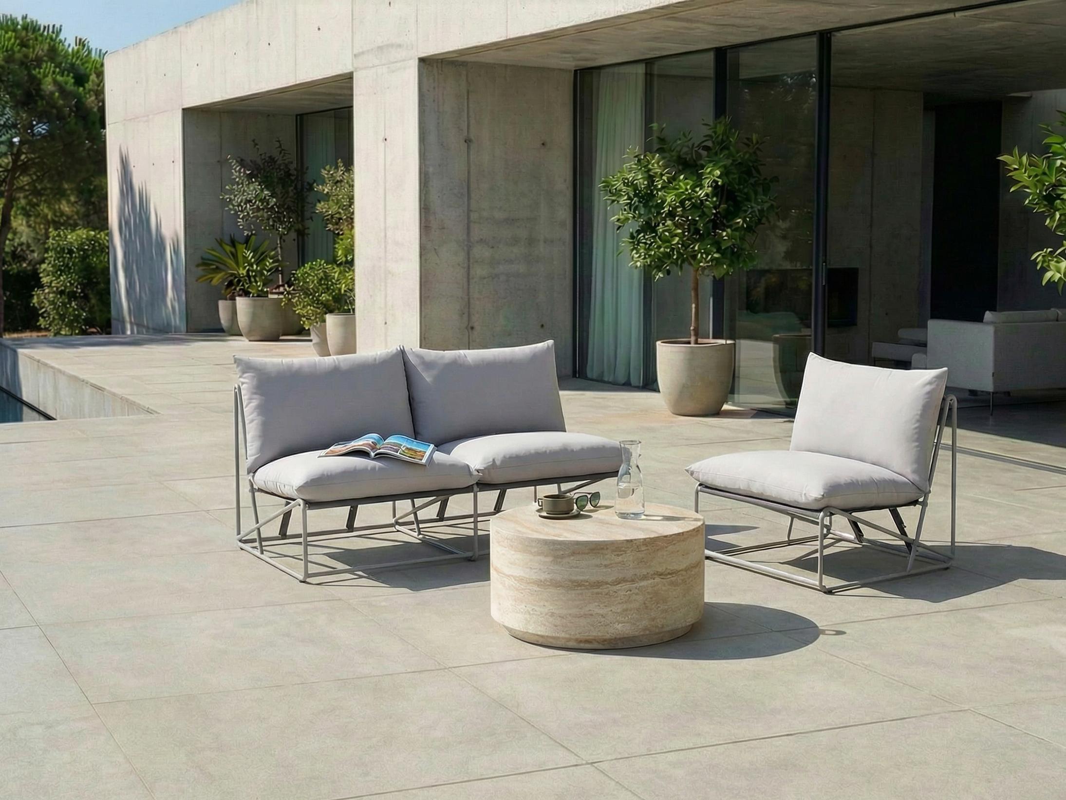Garden Sofa Set 3 Seater PICO Metal Grey
