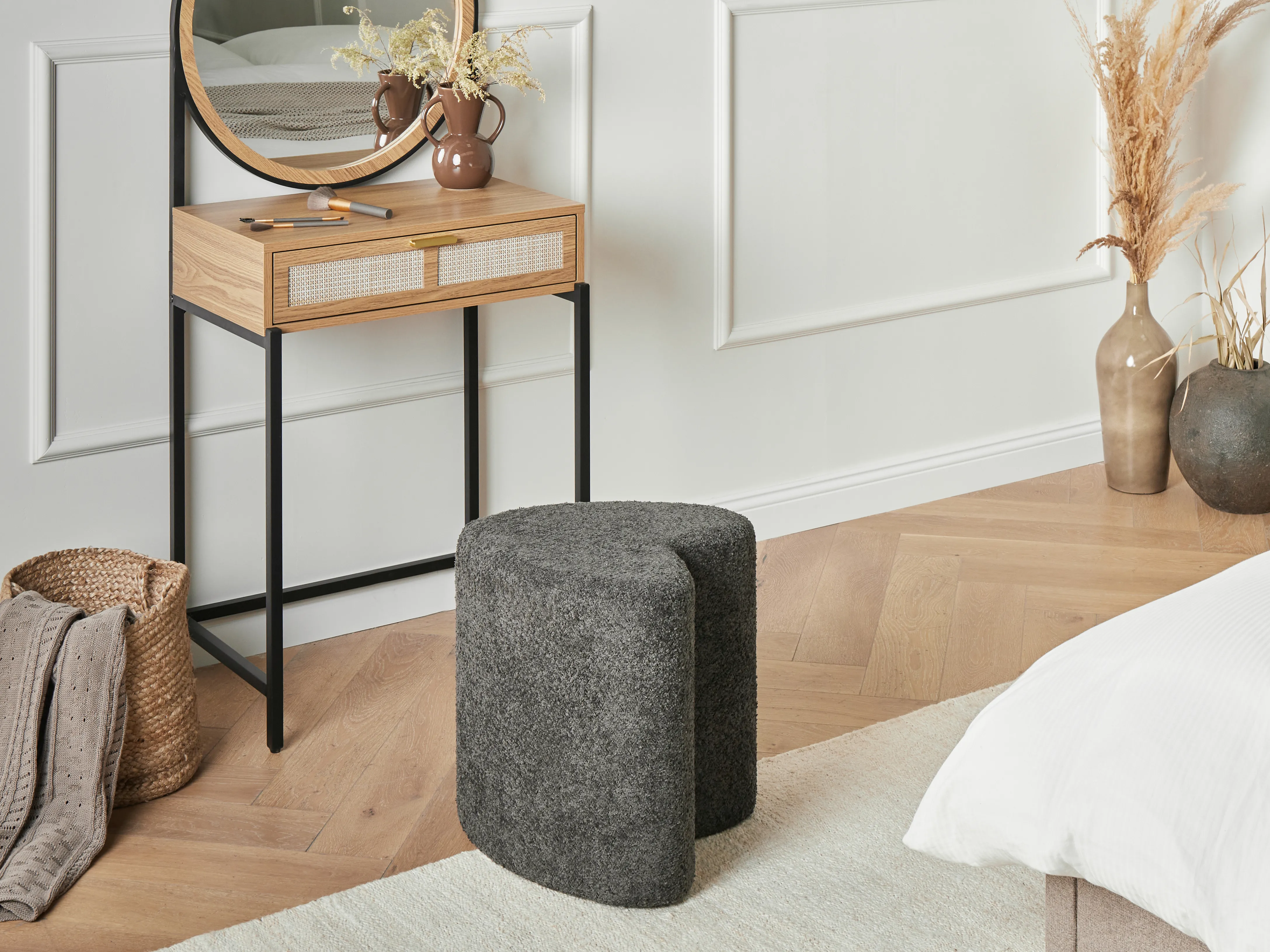 Pouffe SCOTIA Chenille Dark Grey