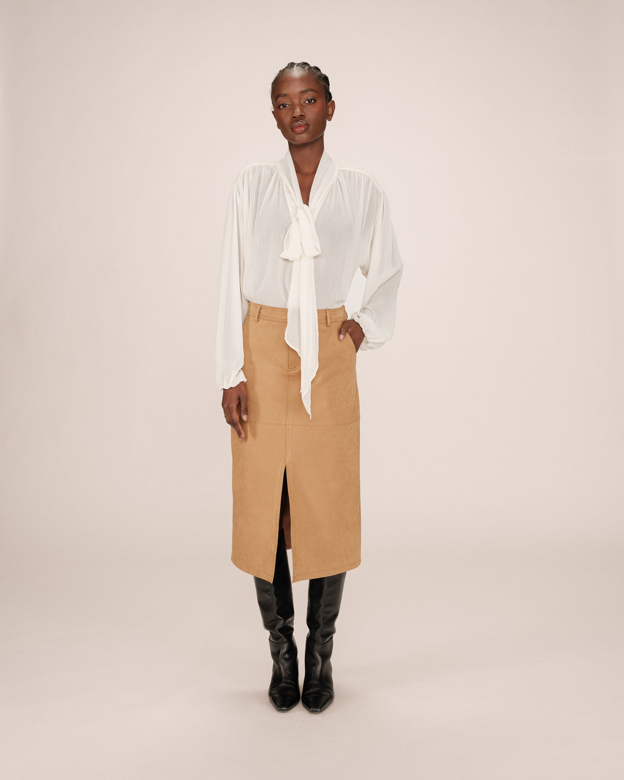 Jupe longue suedine ocre Sorry