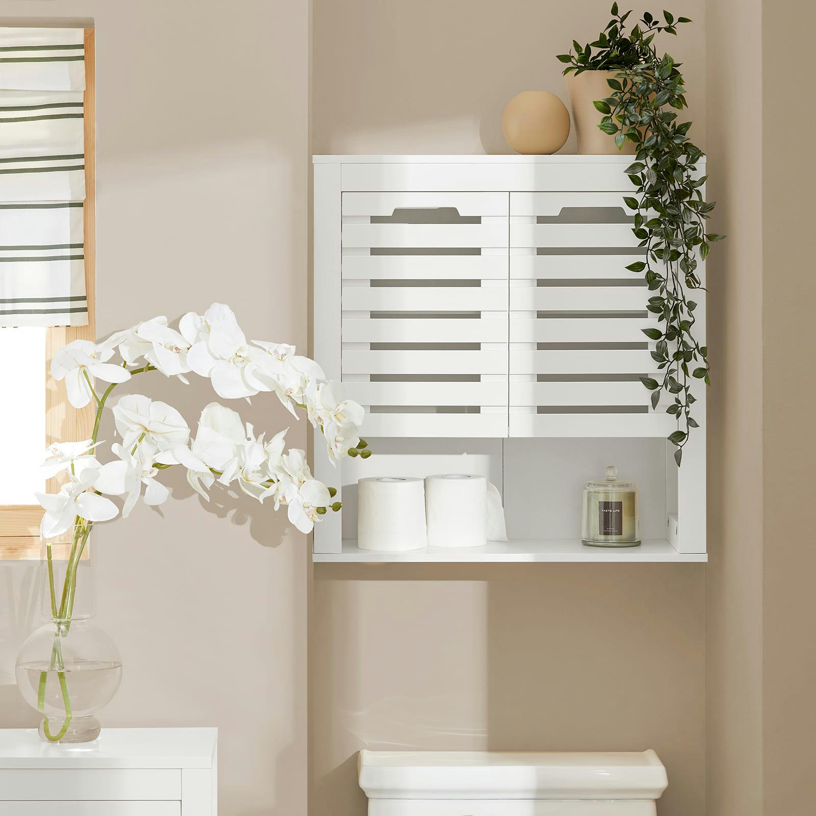 - Armoire de toilettes salle de bain 3 étagères effet bois blanc