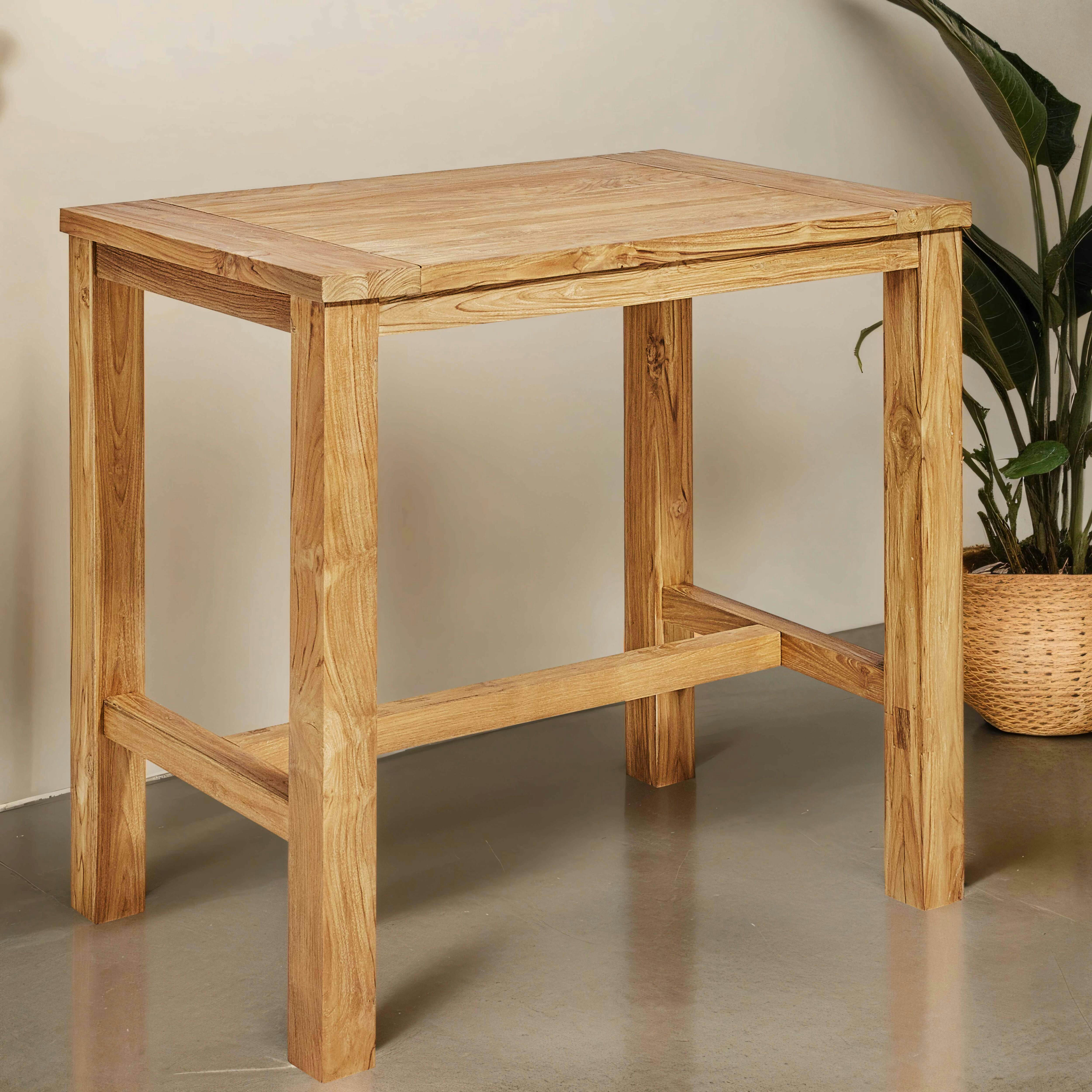 MIRA - Table haute en teck recyclé massif