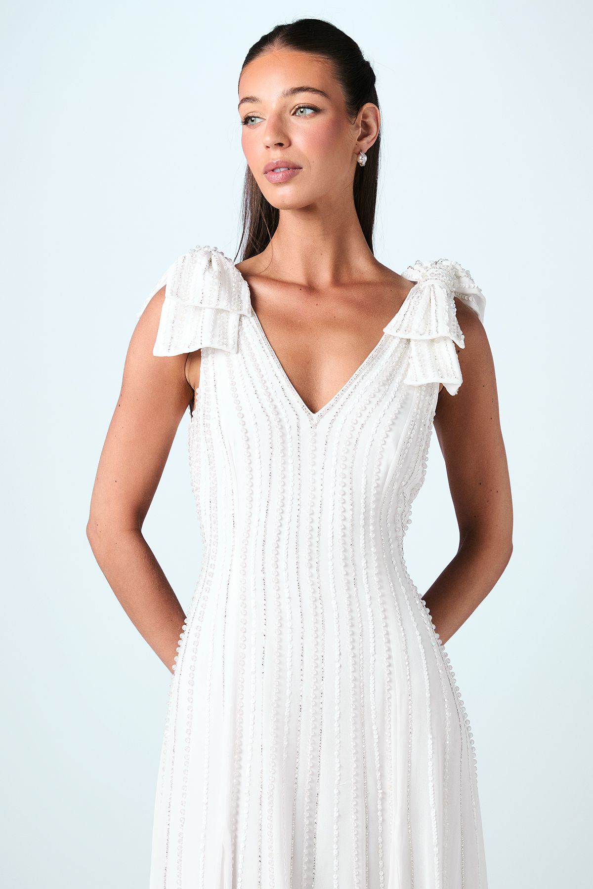 Coast Bow Shoulder Embellished Maxi Wedding Dress