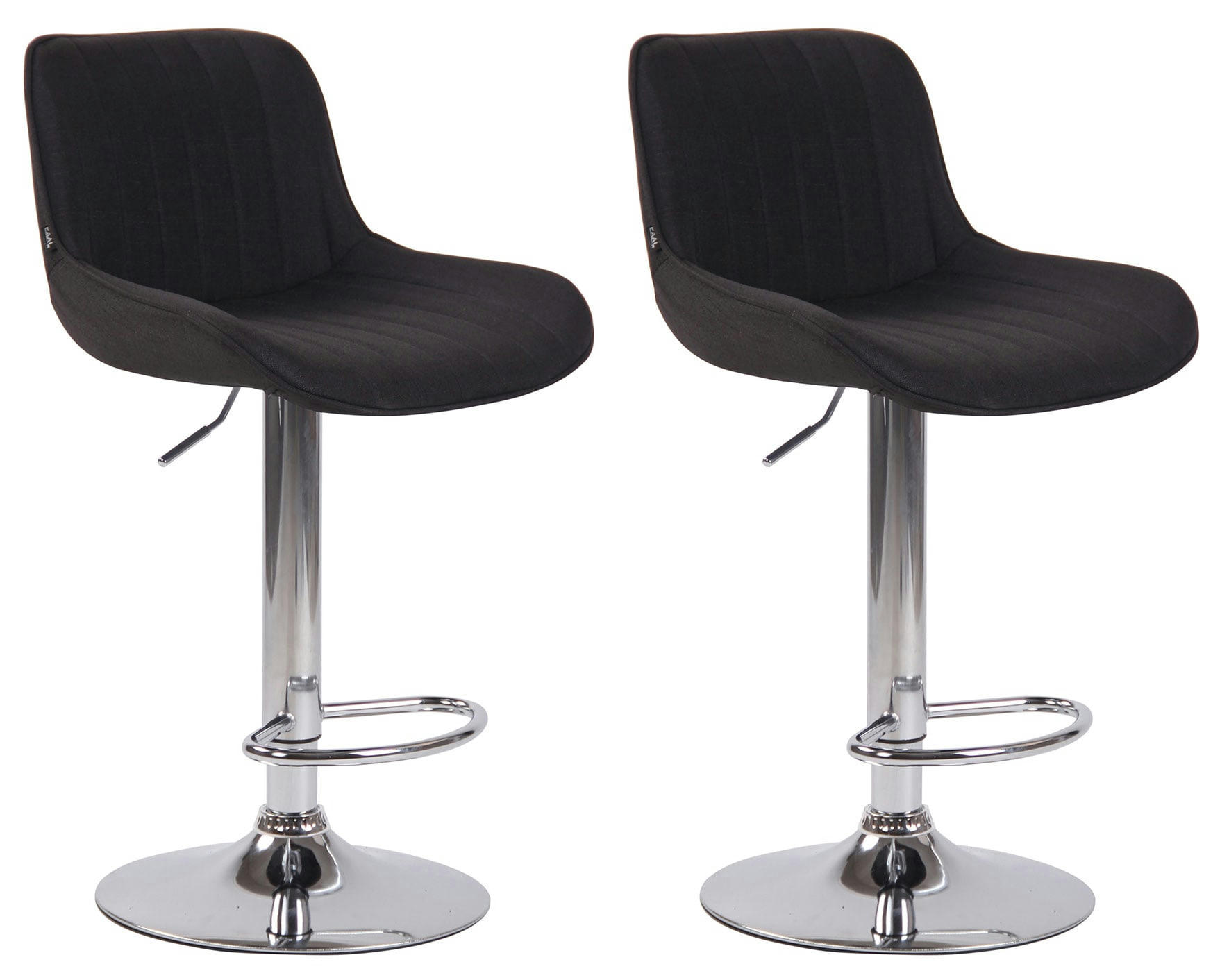 LENTINI - Lot de 2 Tabourets de bar réglable en tissu Noir