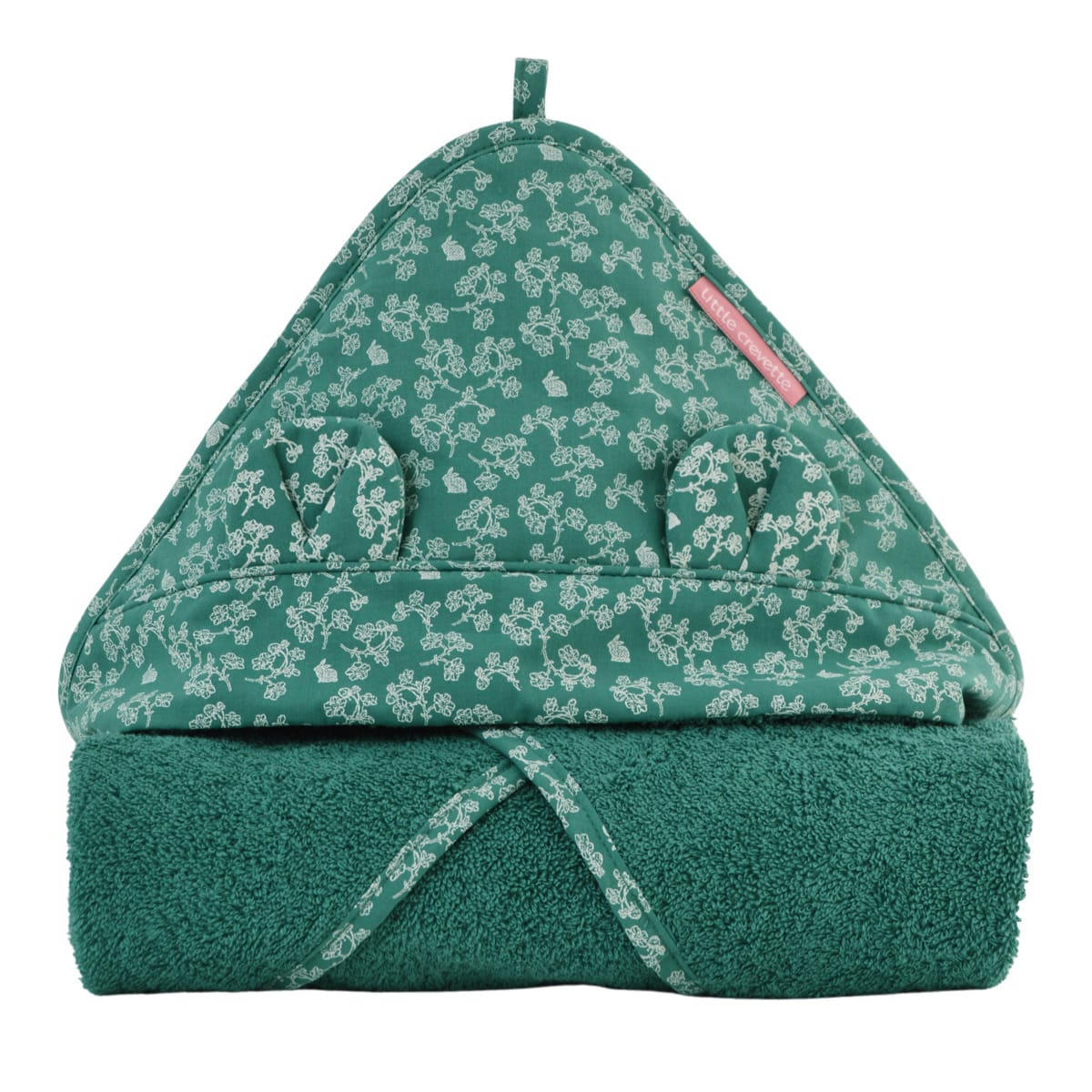 MAHE - Cape de bain vert sapin coton bio 75x75 cm