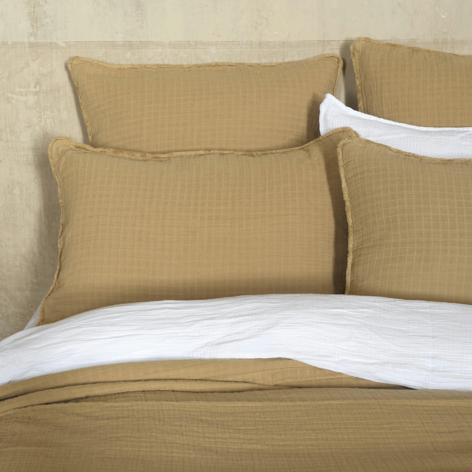 MINORQUE - Dessus de lit gaze de coton camel 180X220 CM