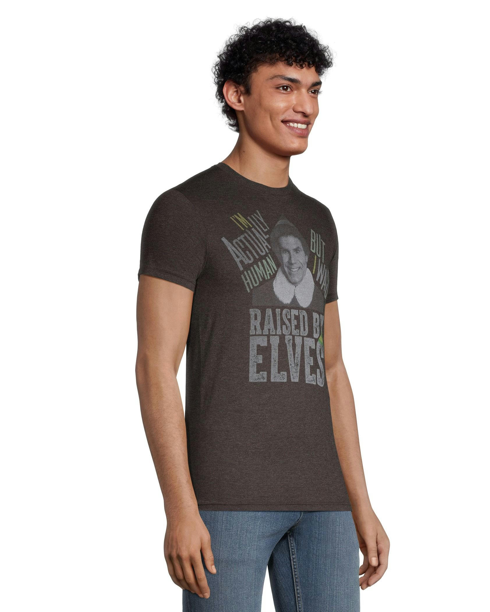 Logo T-Shirts Men's Holiday Raised By Elves Graphic T Shirt