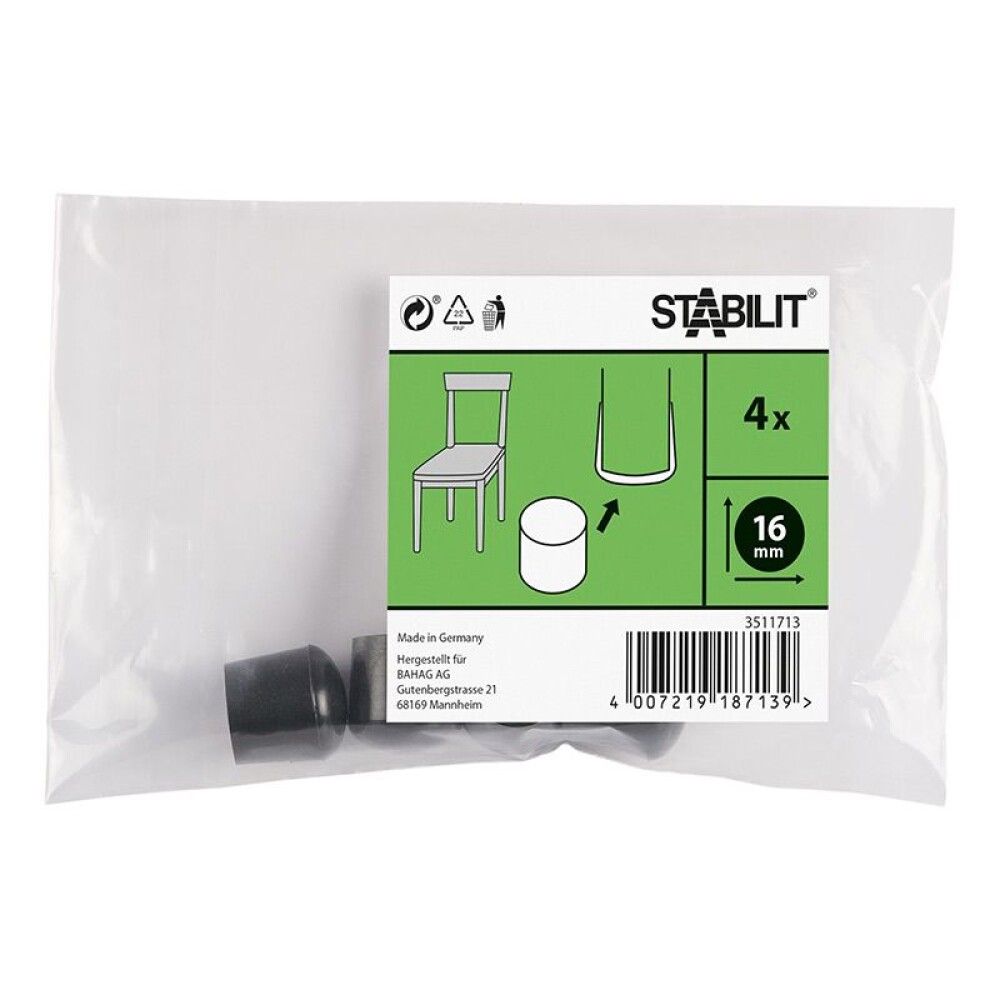 MØBELFOT STABILIT SVART 16MM 4STK