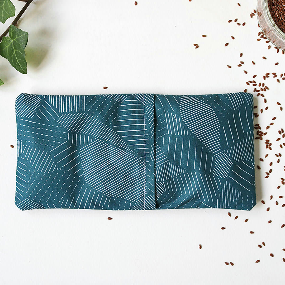 PARCELLES EMERAUDE - Bouillote en graines de lin bleu emeraude 10x20