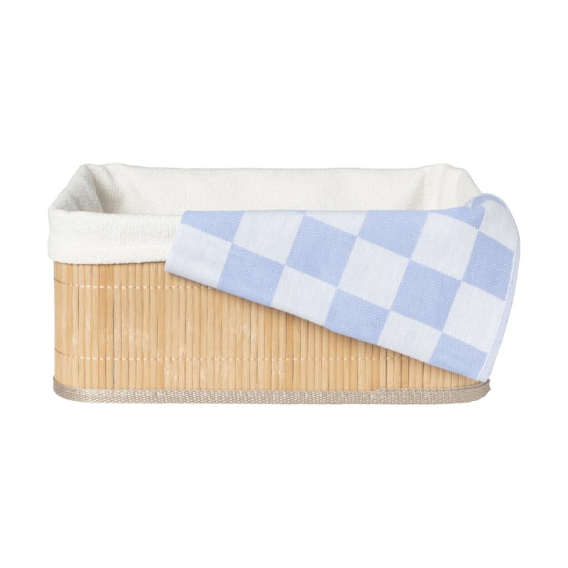 Mand bamboe met teddy - 14x33x25 cm - naturel/wit