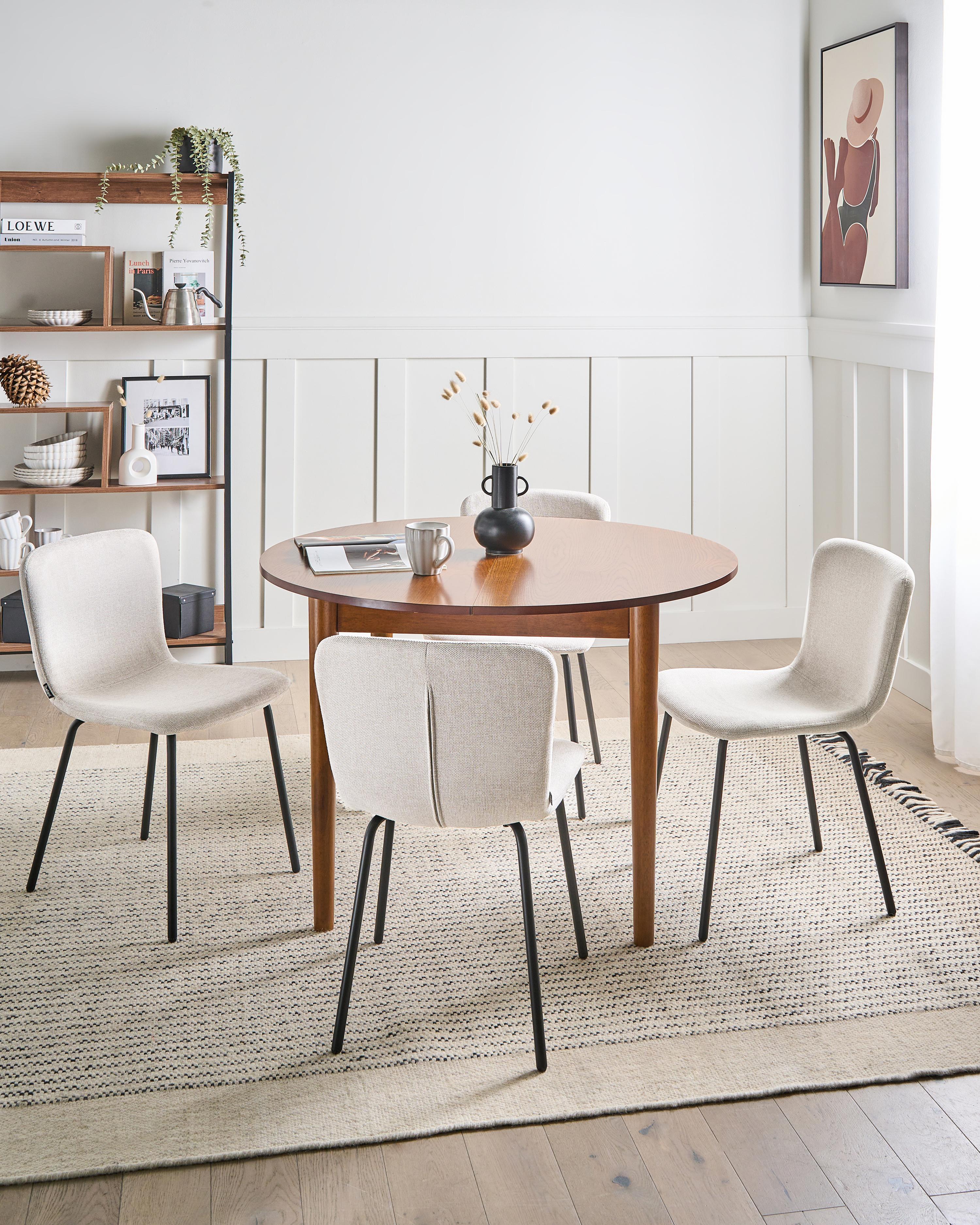 Set of 4 Dining Chairs CALDWELL Fabric Light Beige