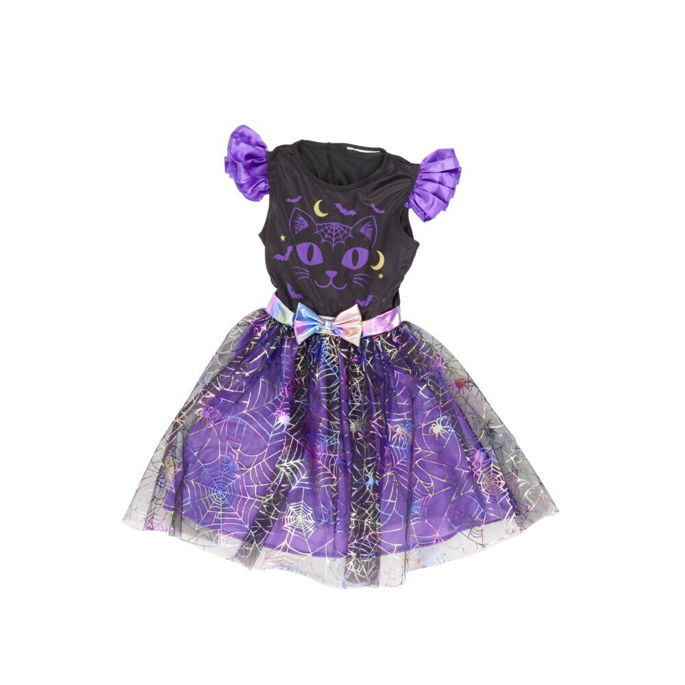 Déguisement enfant fille Halloween chat polyester violet 4/6ans