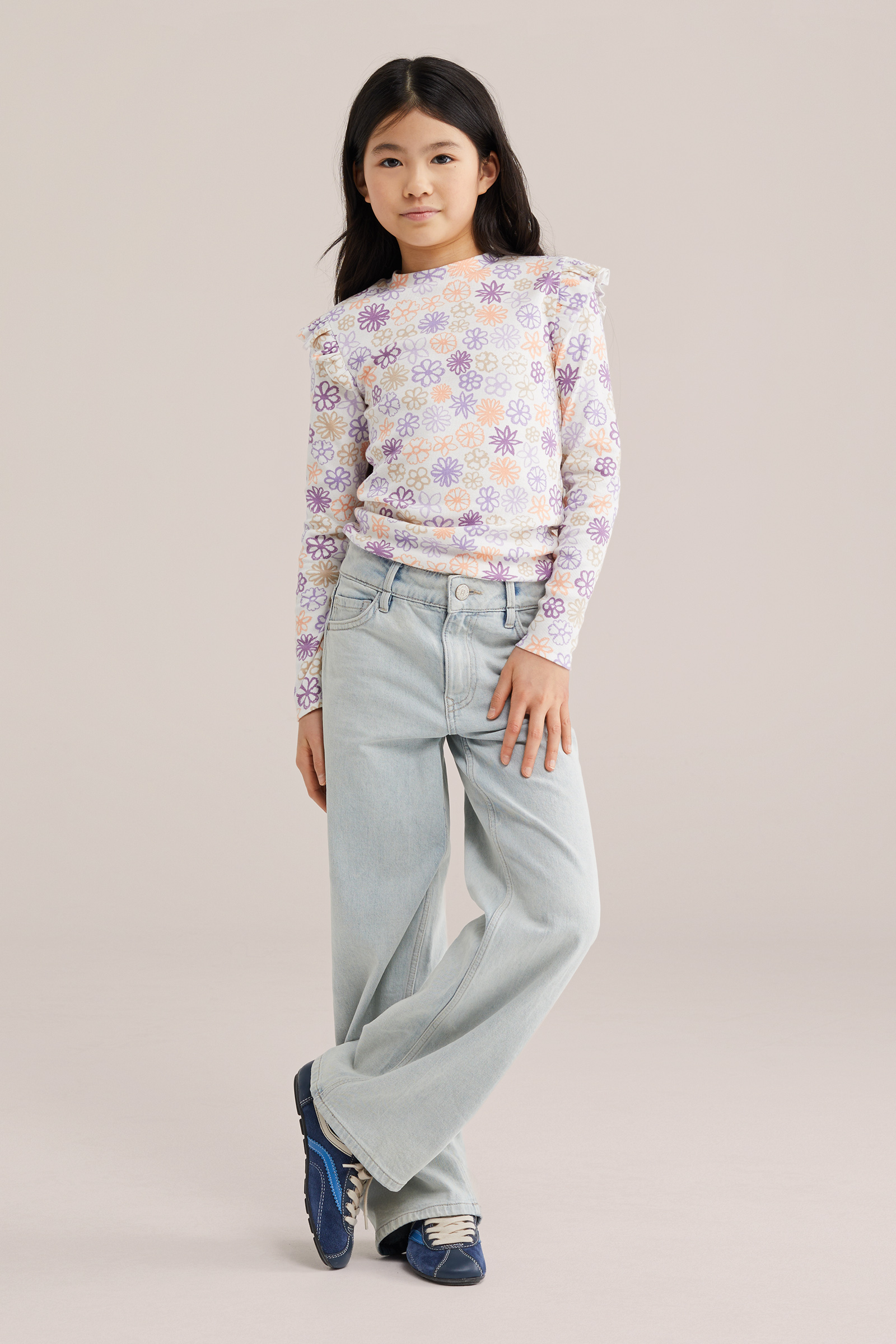 Meisjes geribd T-shirt