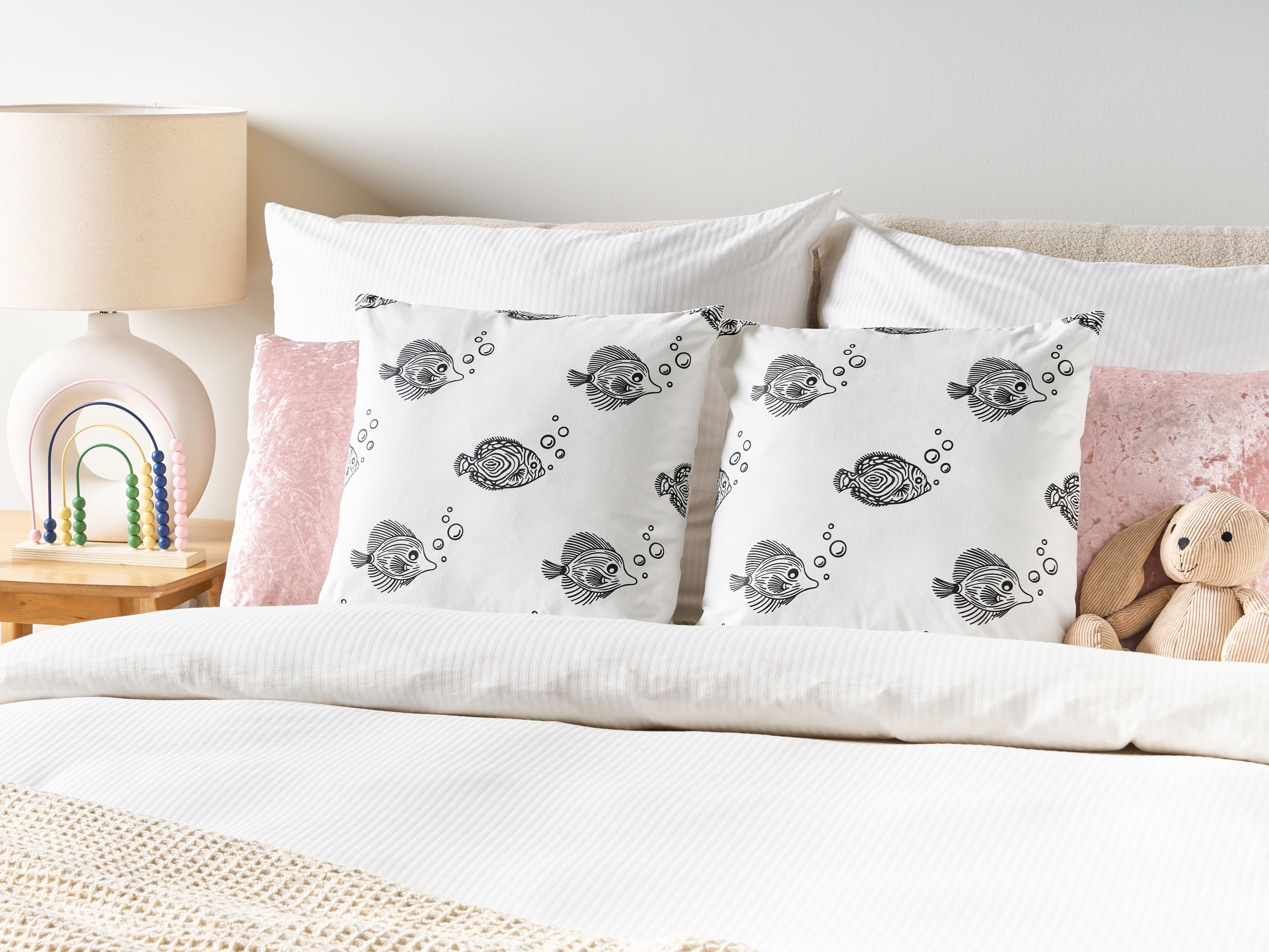 Set of 2 Decorative Cushions TWEEDIA Cotton 45 x 45 cm White