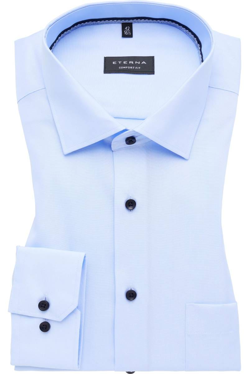 ETERNA Comfort Fit Hemd hellblau, Einfarbig (extra kurzer Arm)
