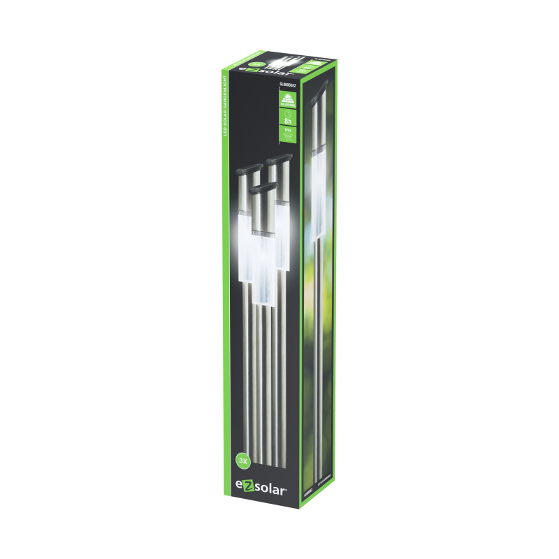 Spot extérieur LED solaire à planter blanc froid 1,2 W 3 pièces ELTRA