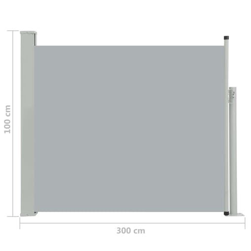 NNEVL Patio Retractable Side Awning 100x300 cm Grey