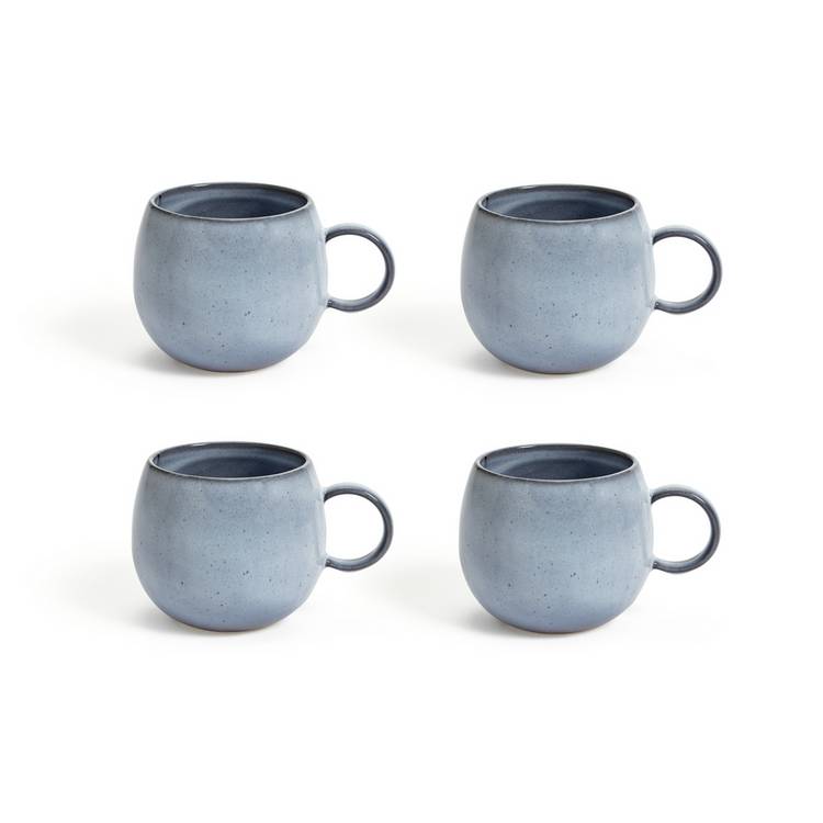 Habitat Evora Set of 4 Stoneware Mugs - Blue