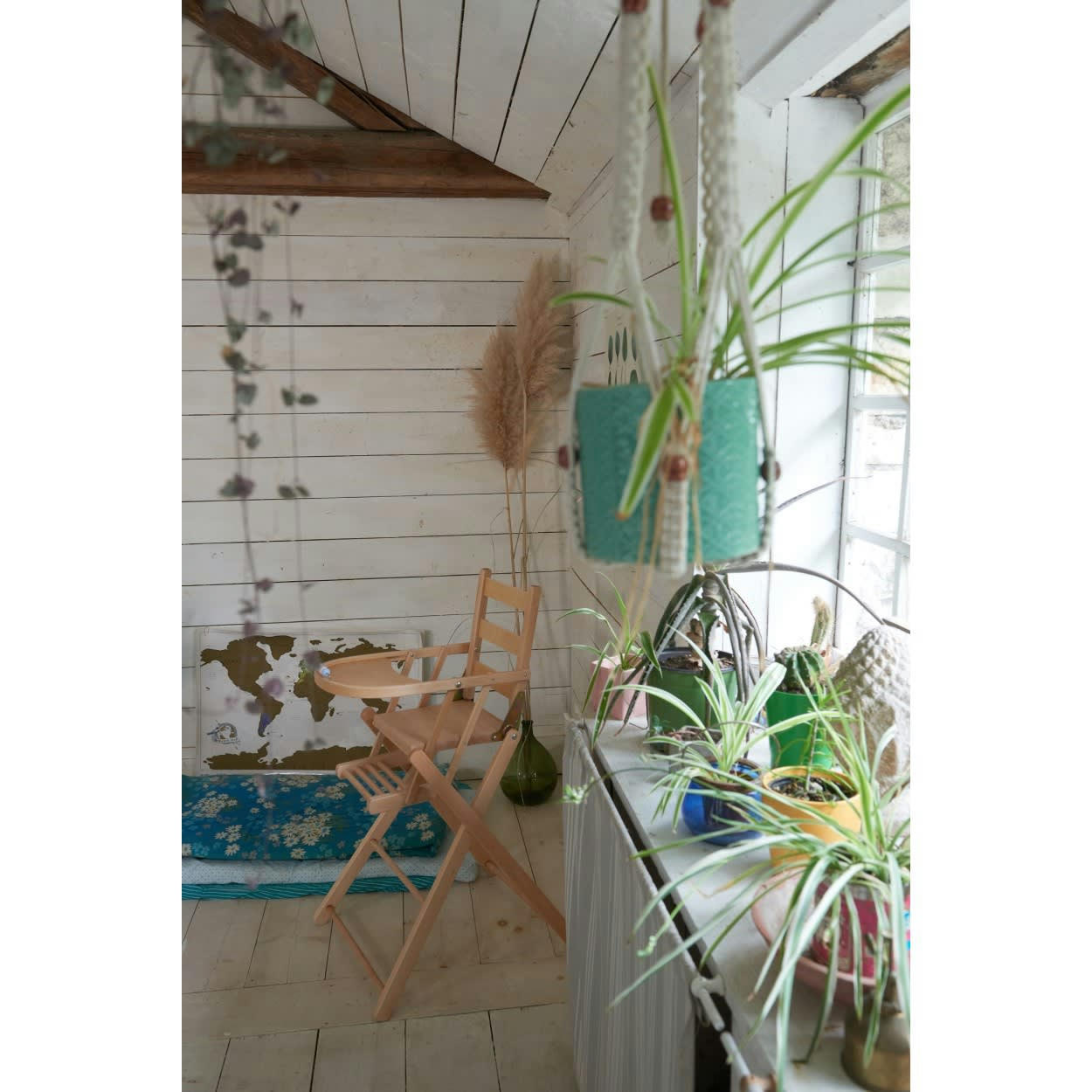 SARAH - Chaise haute extra-pliante naturel vernis