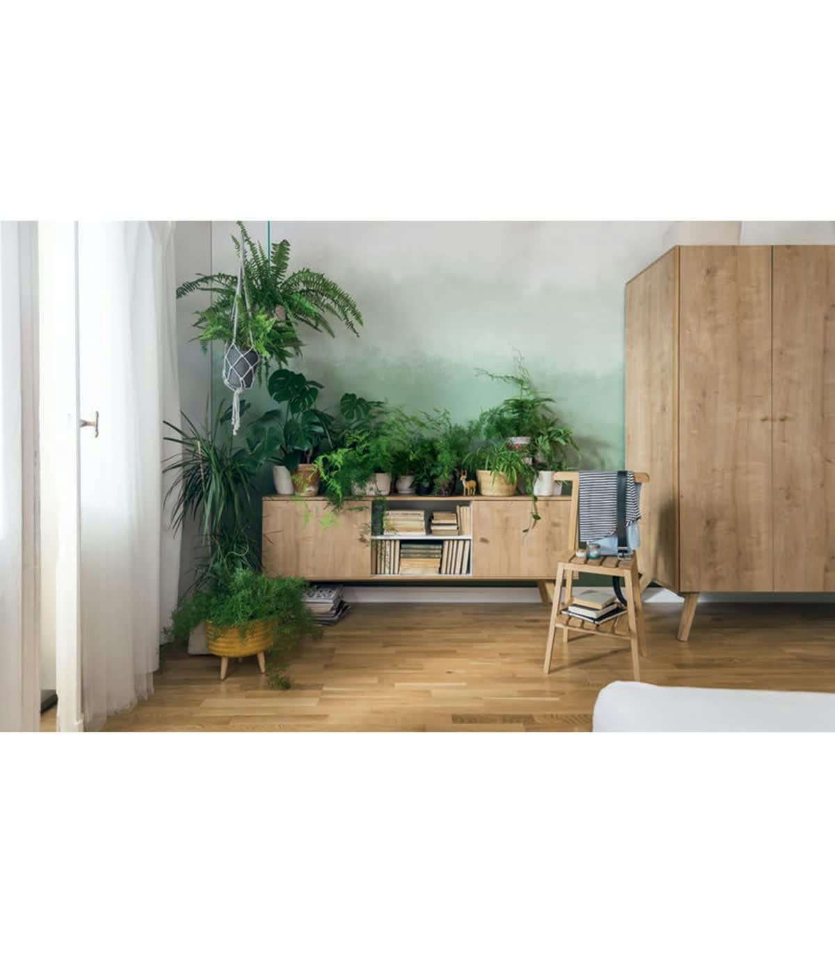 NATURE - Armoire 2 portes avec penderie et 7 niches  L101 cm