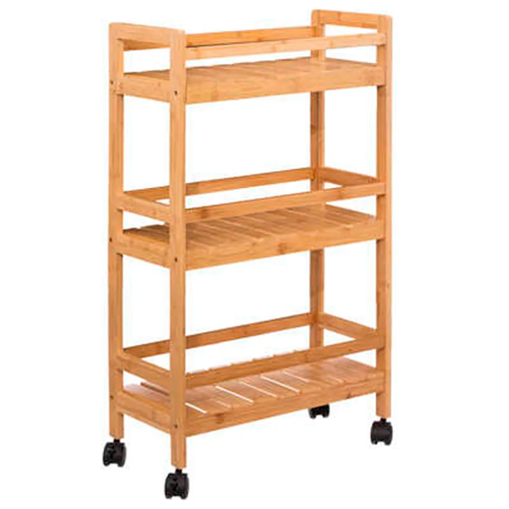 Five 3 levels bamboo kitchen trolley