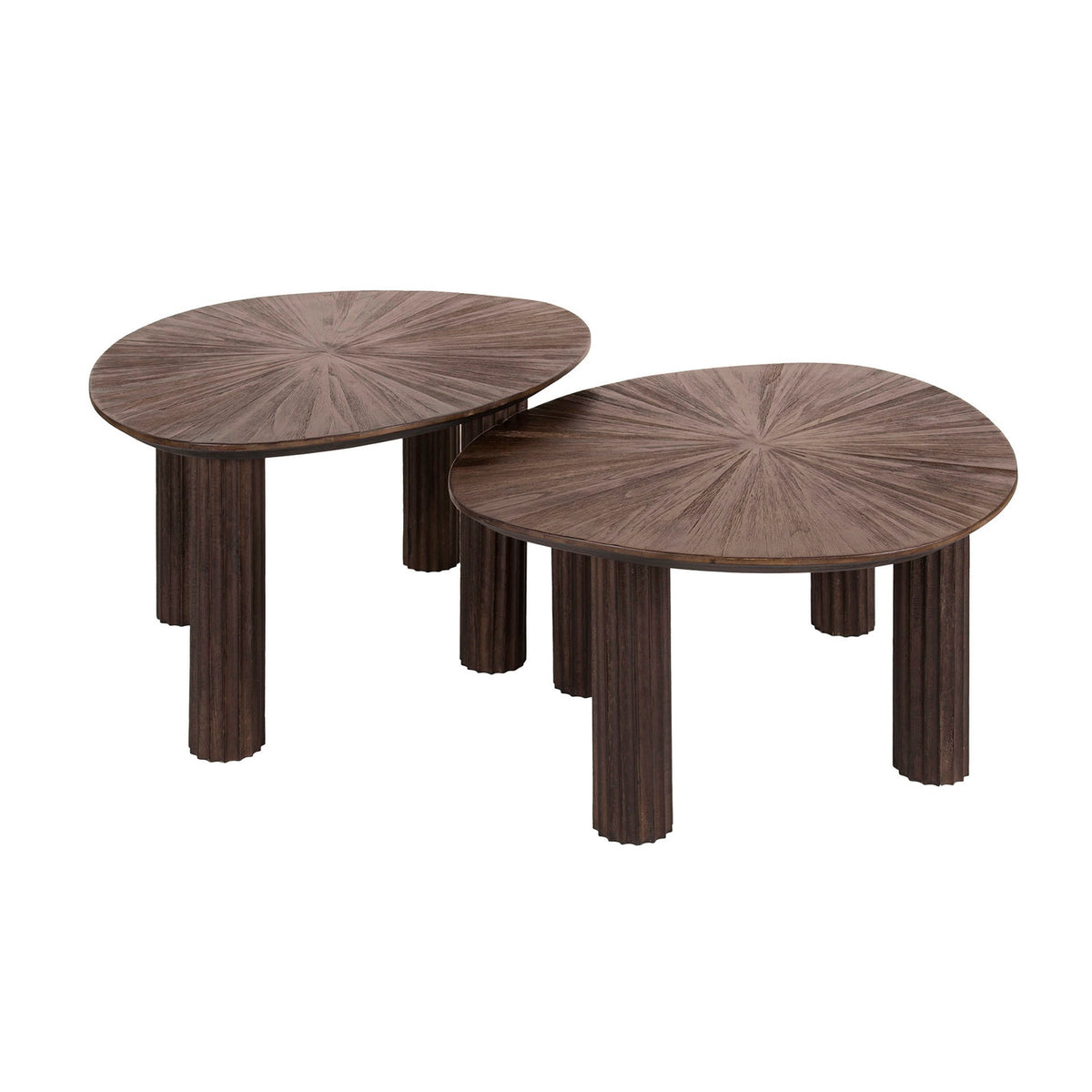 Giga Meubel Salontafel Maya - Donkerbruin Hout - Set van 2 - 60x50x43cm