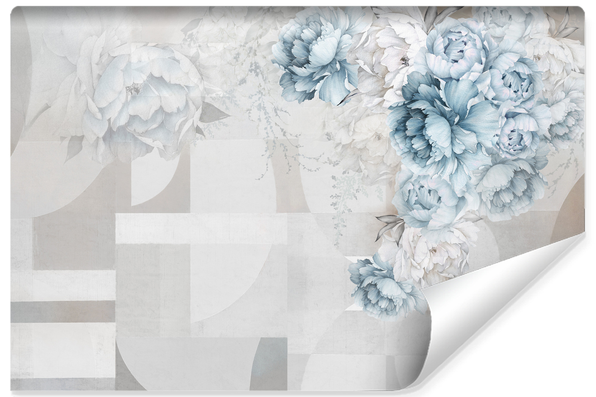 Fototapeta Do Salonu Peonie Wzór Geometryczny 90x60cm