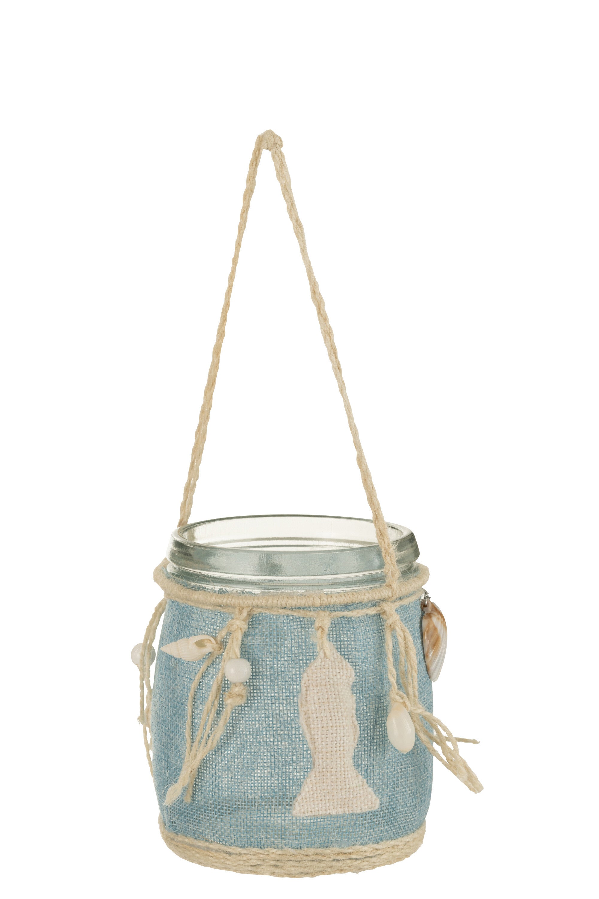 J-Line kaarshouder Zee - glas - blauw/wit