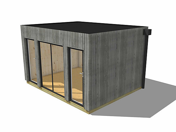 Annexe de jardin bois en bois 4,4 x 3,5 x 2,7 m avec plancher isolé