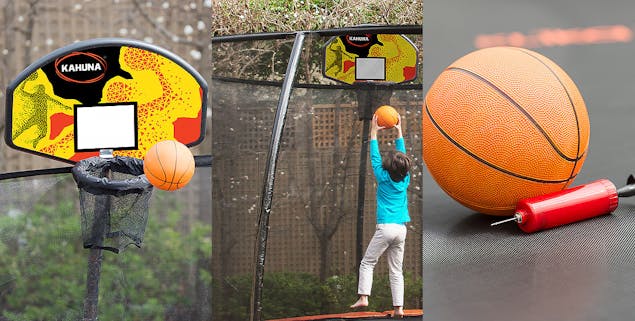 NNEDPE Kahuna Pro 14ft Trampoline with Mat, Reversible Pad, Basketball Set
